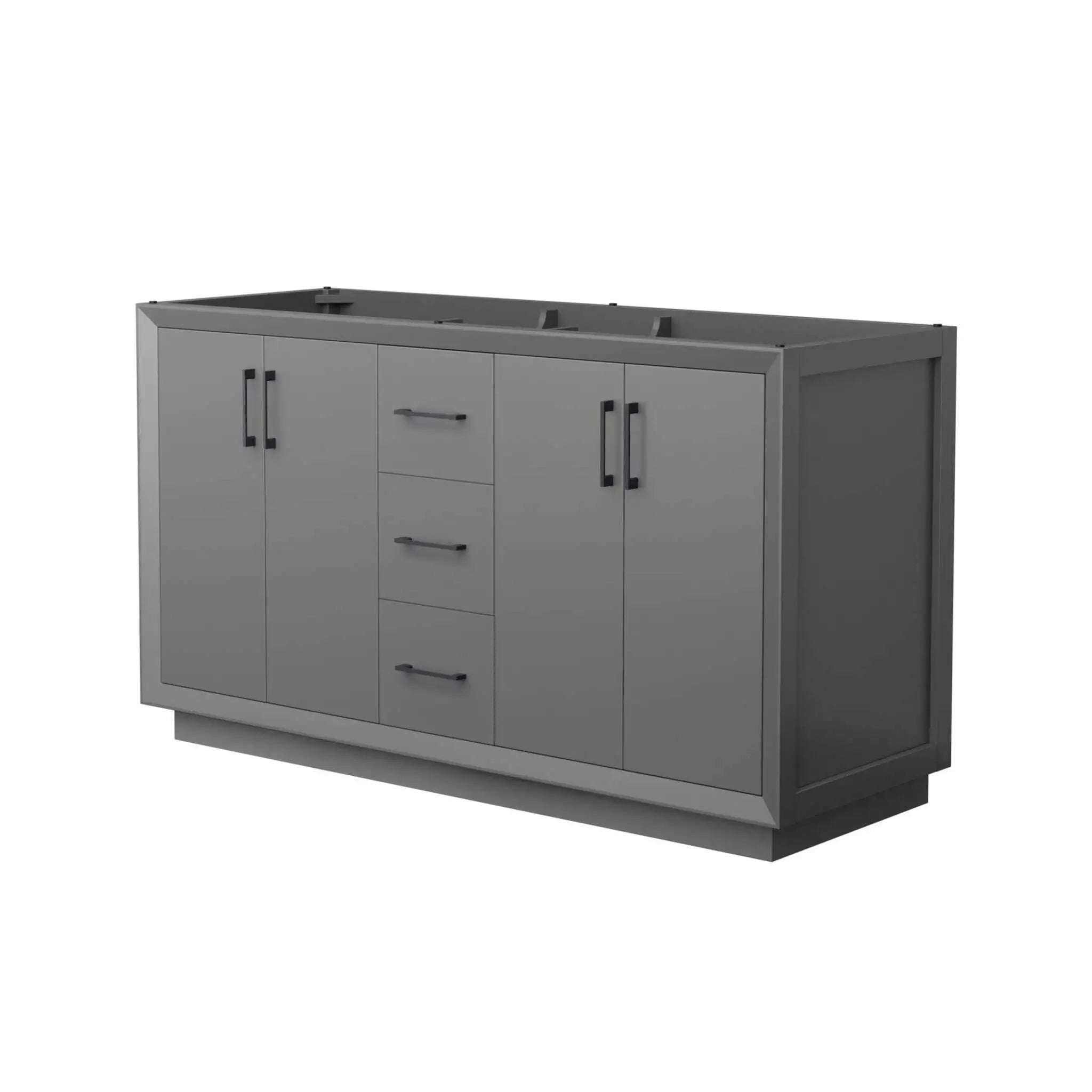 60" Strada Double Bathroom Vanity in Dark Gray with Matte Black Trim by Wyndham