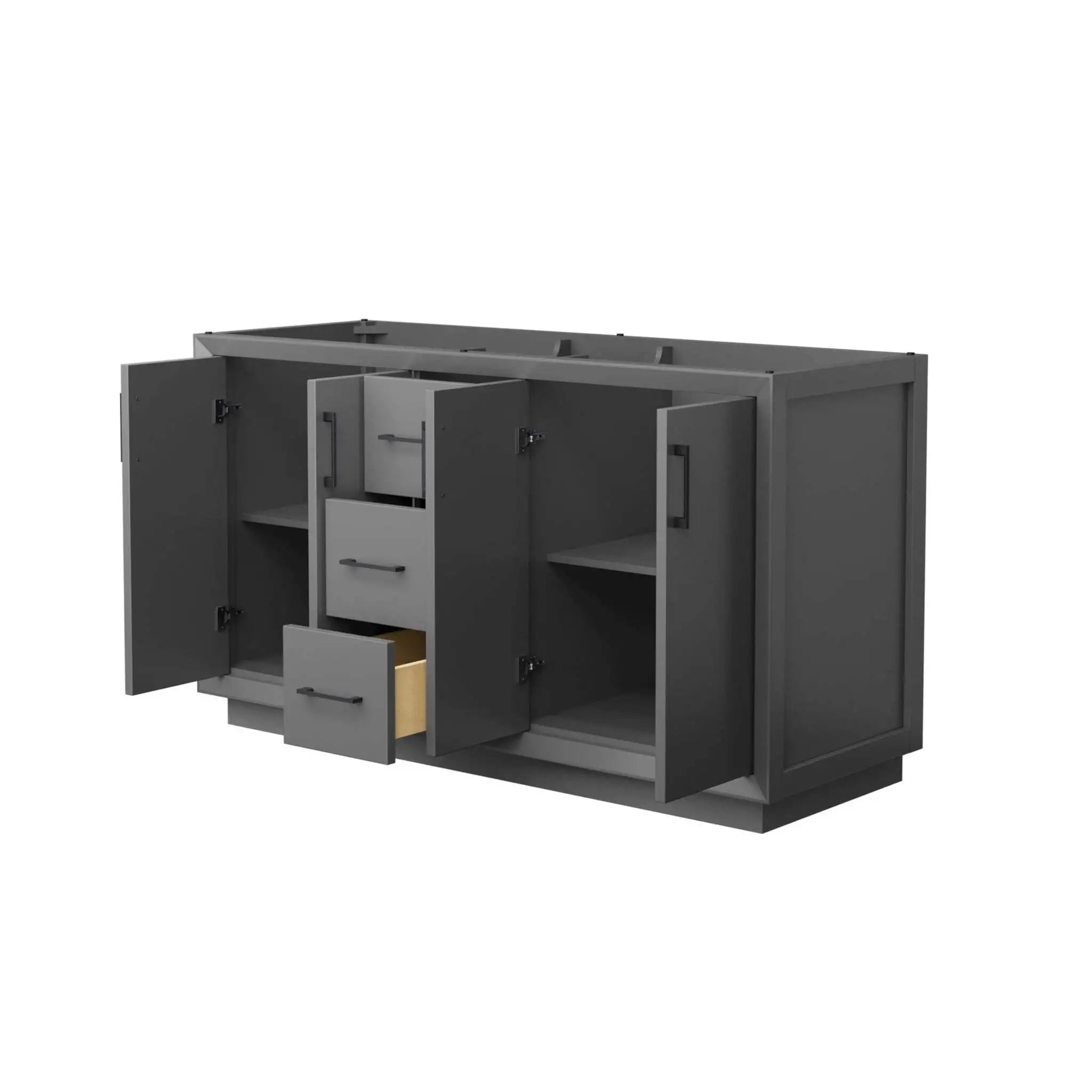 60" Strada Double Bathroom Vanity in Dark Gray with Matte Black Trim by Wyndham