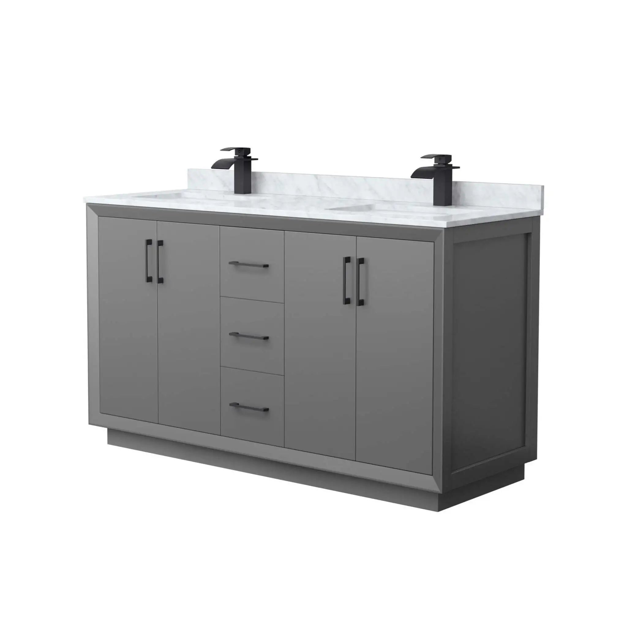 60" Strada Double Bathroom Vanity in Dark Gray with Matte Black Trim by Wyndham