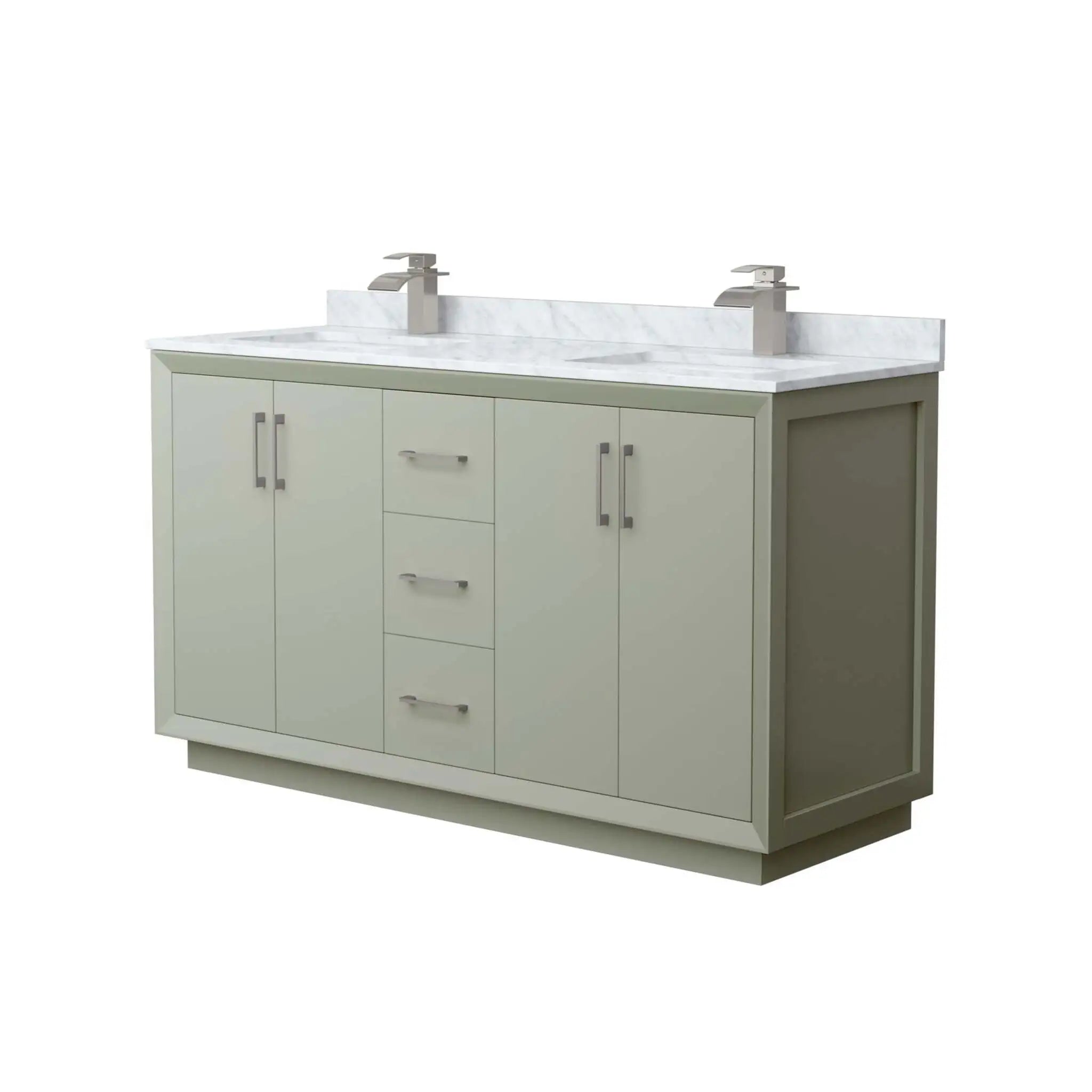 60" Strada Double Bathroom Vanity in Light Green with Brushed Nickel Trim by Wyndham