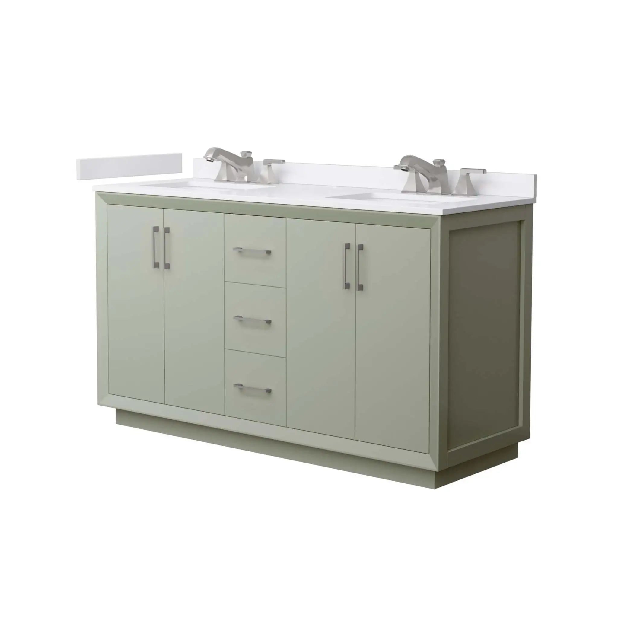 60" Strada Double Bathroom Vanity in Light Green with Brushed Nickel Trim by Wyndham