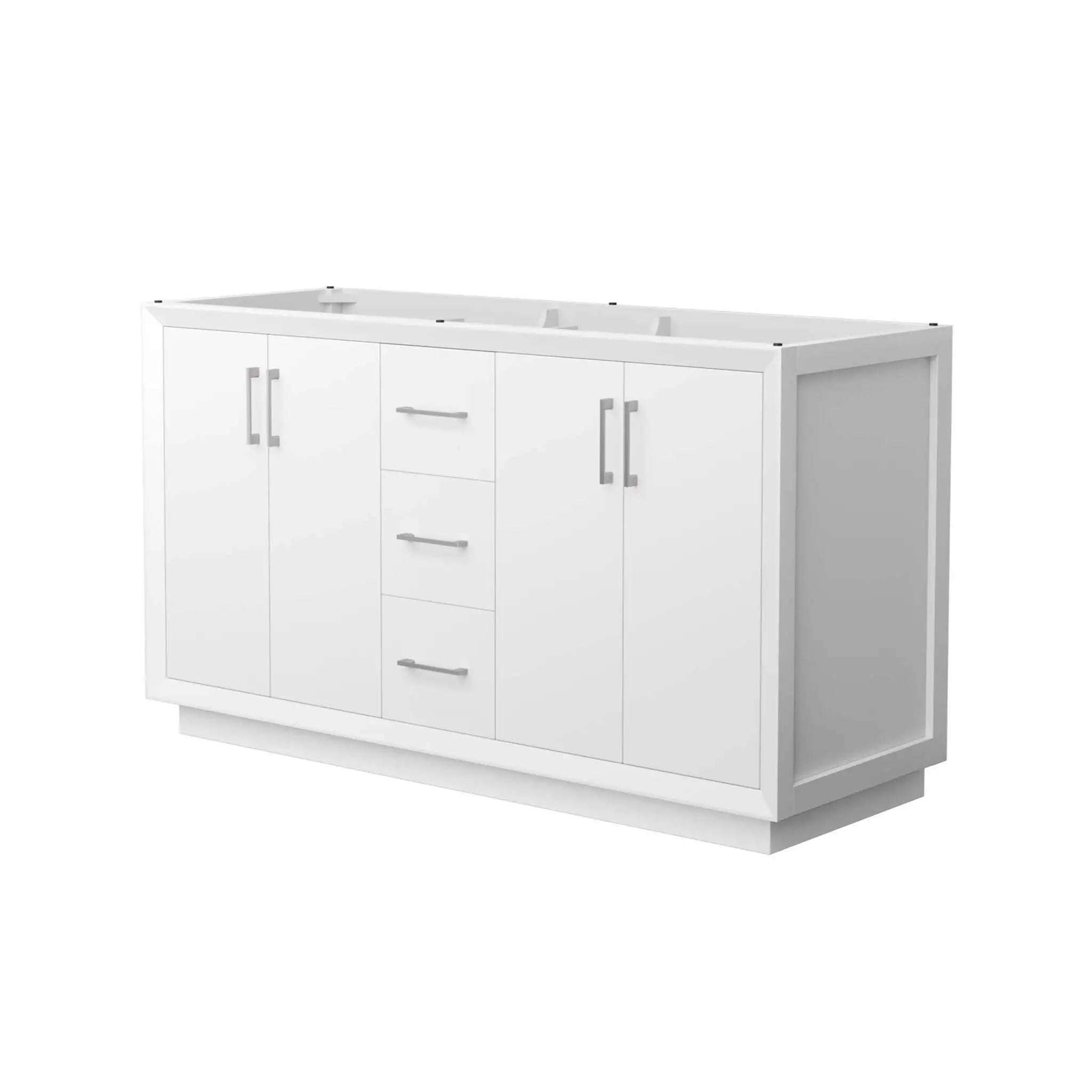 60" Strada Double Bathroom Vanity in White with Brushed Nickel Trim by Wyndham
