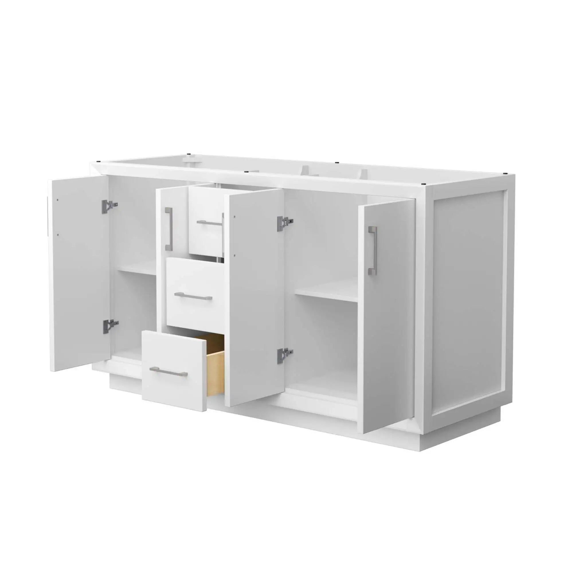60" Strada Double Bathroom Vanity in White with Brushed Nickel Trim by Wyndham