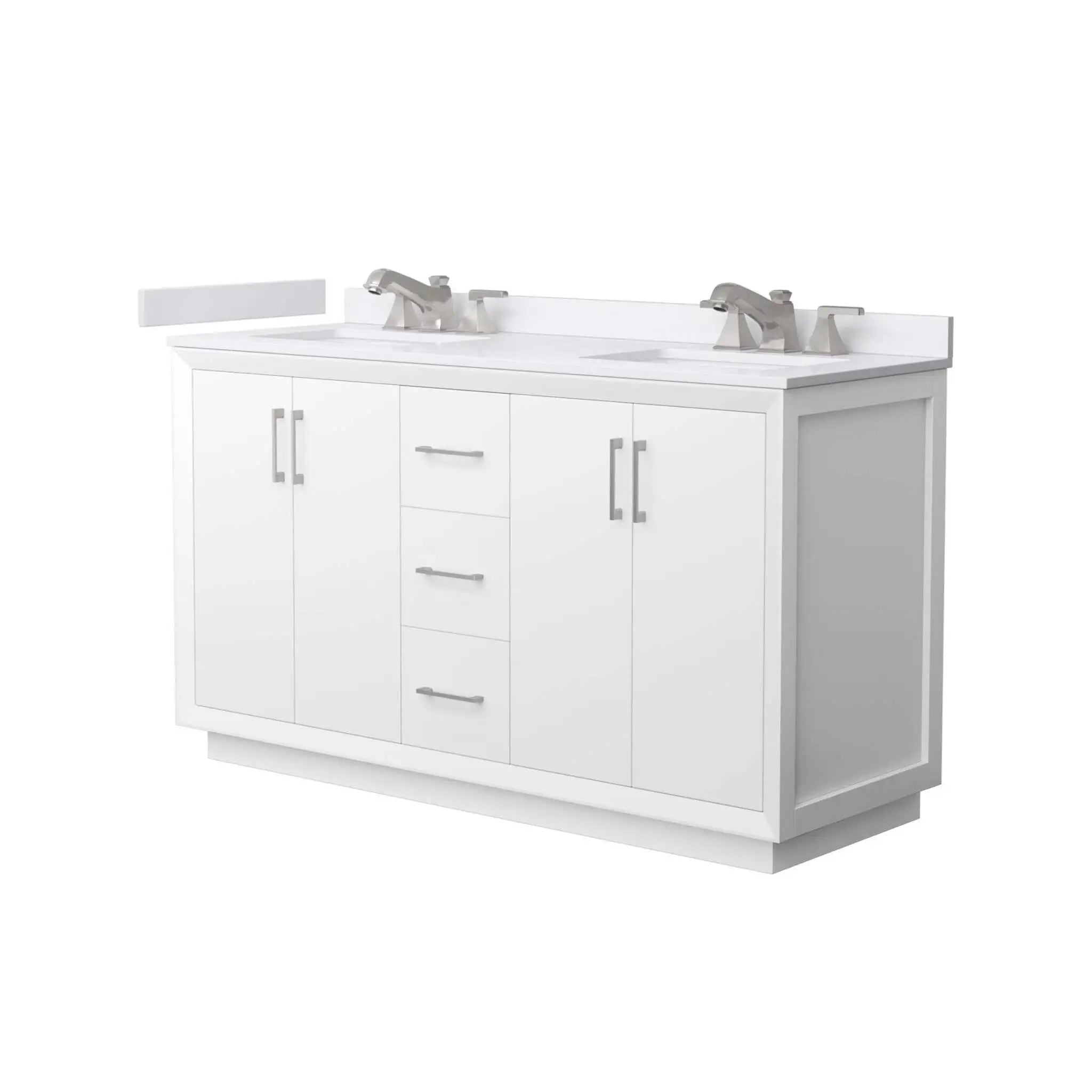 60" Strada Double Bathroom Vanity in White with Brushed Nickel Trim by Wyndham