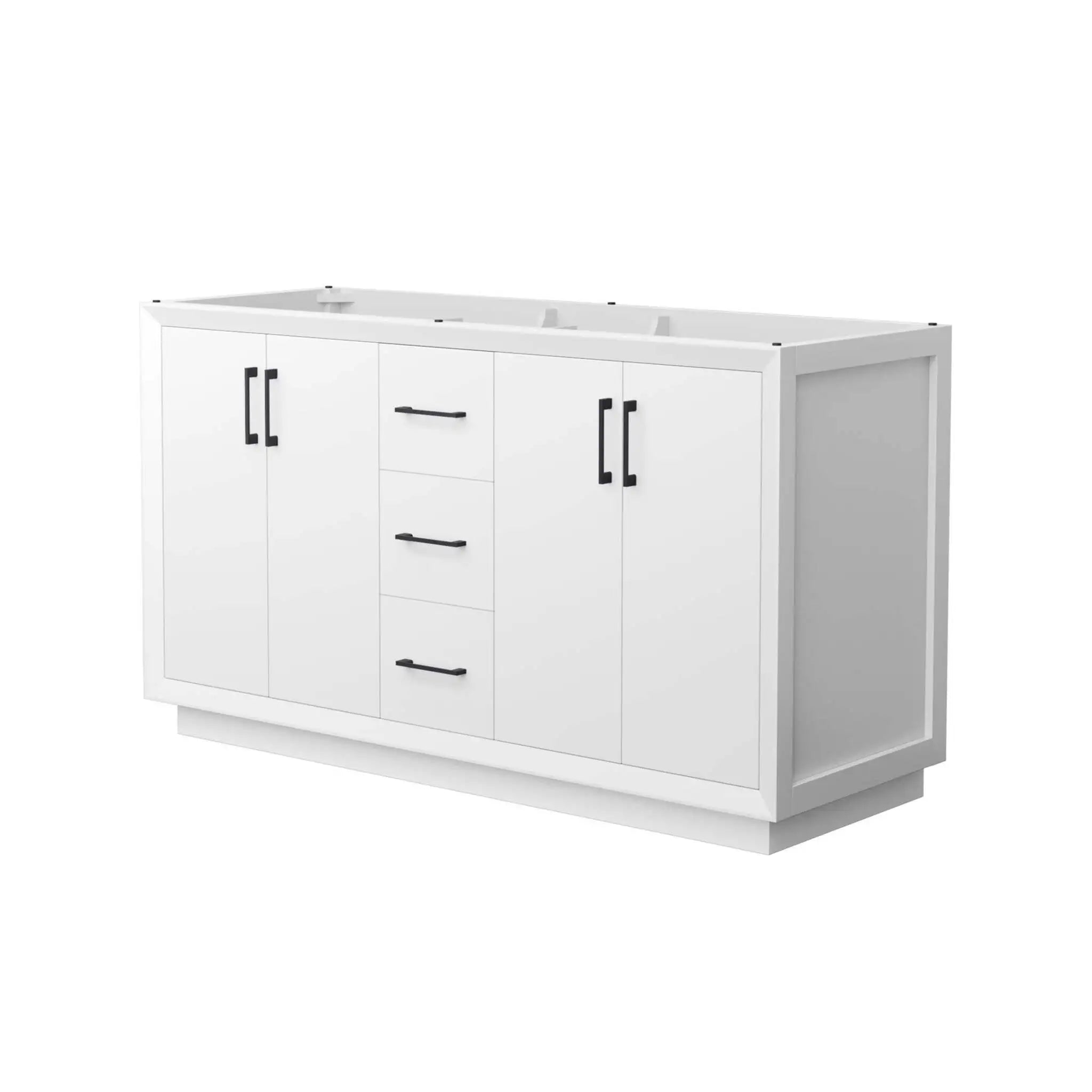 60" Strada Double Bathroom Vanity in White with Matte Black Trim by Wyndham