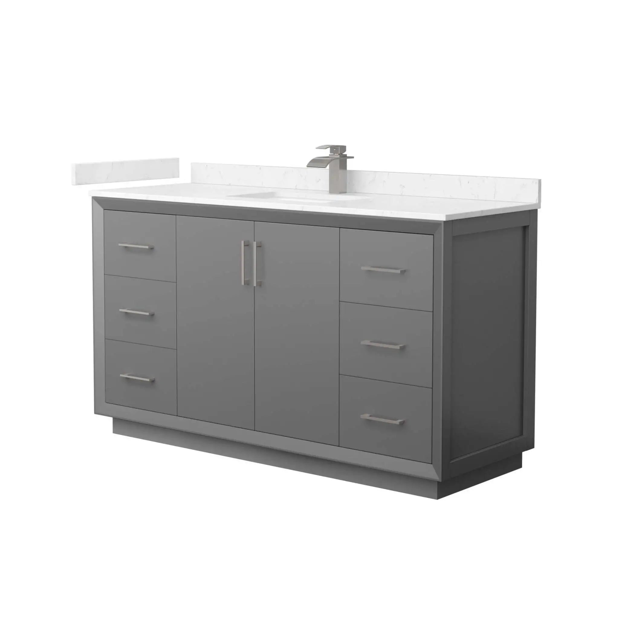 60" Strada Single Bathroom Vanity in Dark Gray with Brushed Nickel Trim by Wyndham