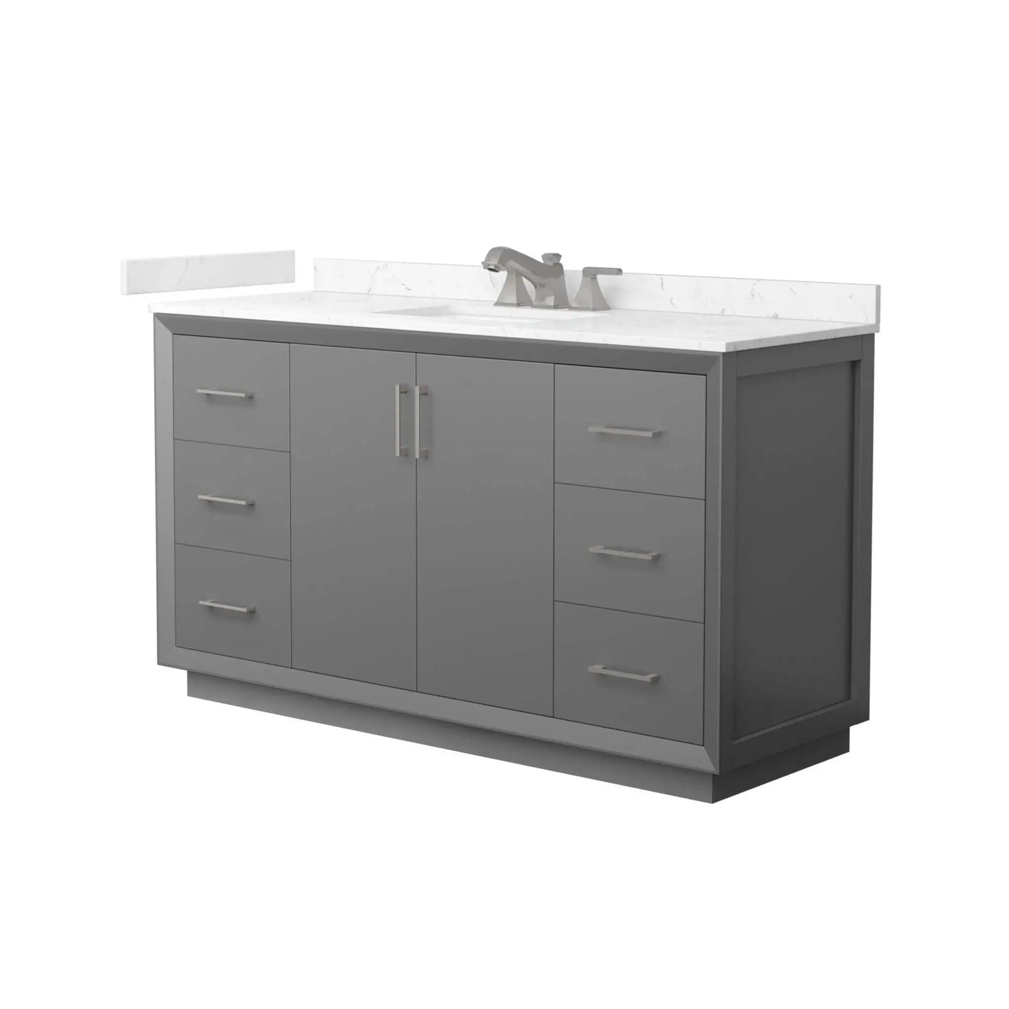 60" Strada Single Bathroom Vanity in Dark Gray with Brushed Nickel Trim by Wyndham