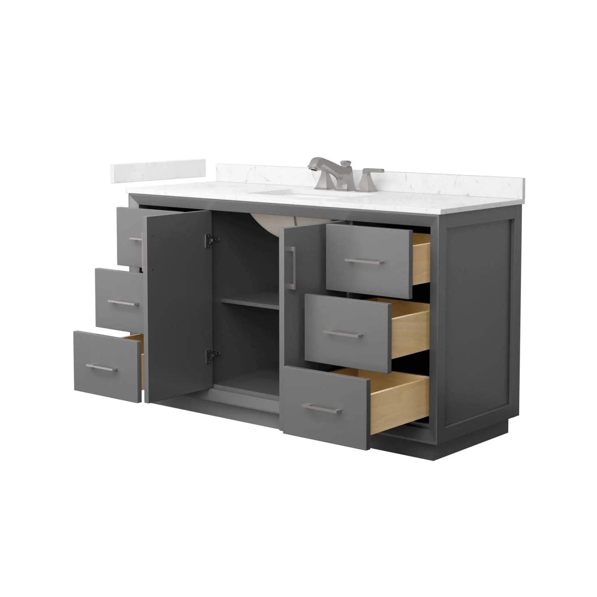 60" Strada Single Bathroom Vanity in Dark Gray with Brushed Nickel Trim by Wyndham