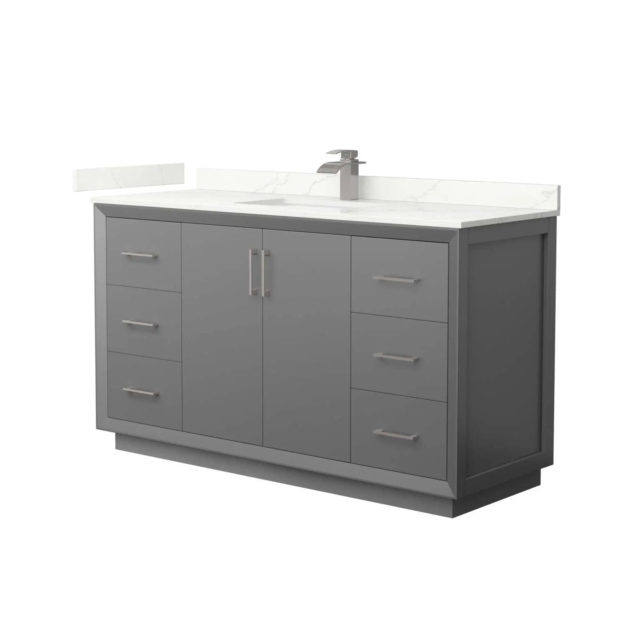 60" Strada Single Bathroom Vanity in Dark Gray with Brushed Nickel Trim by Wyndham