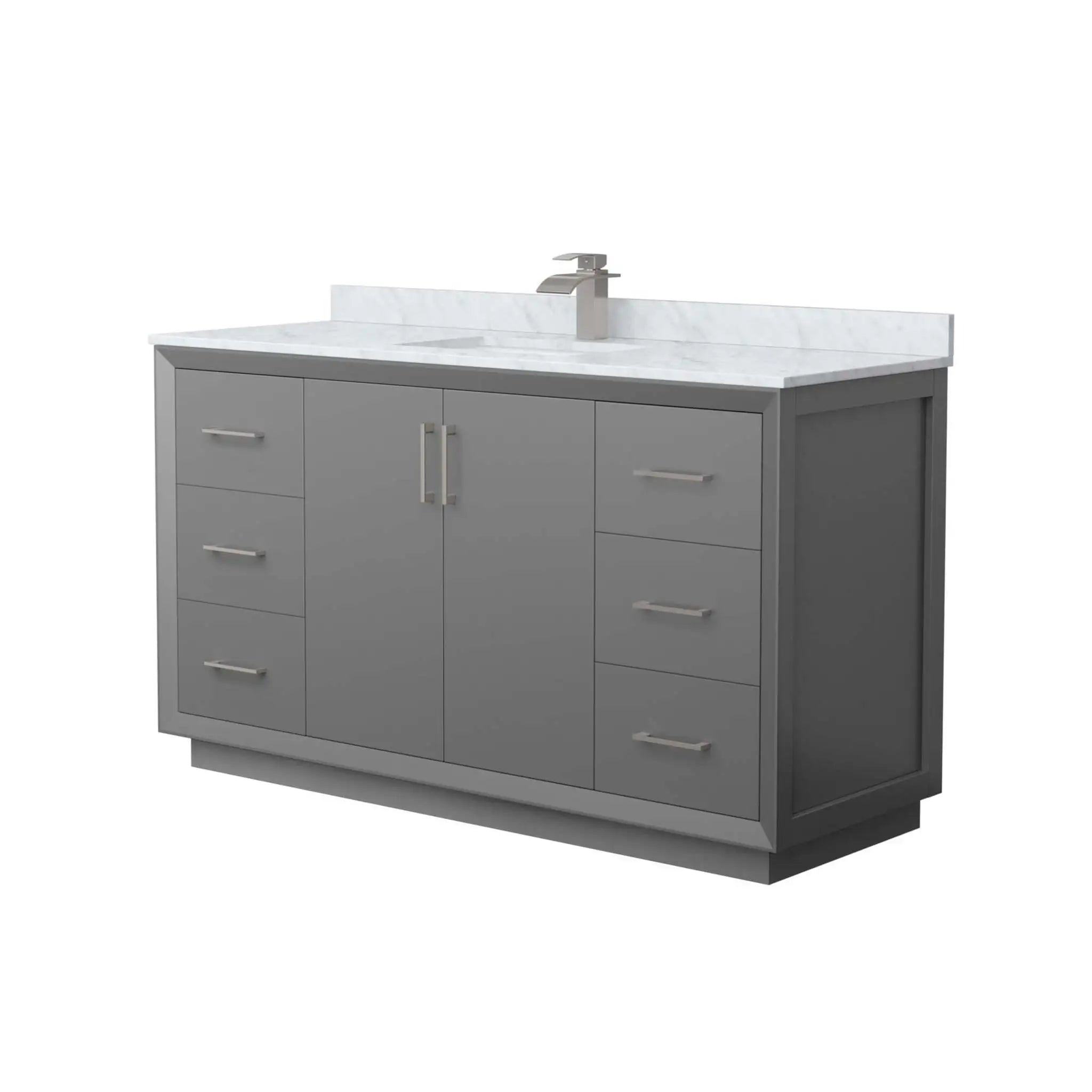 60" Strada Single Bathroom Vanity in Dark Gray with Brushed Nickel Trim by Wyndham