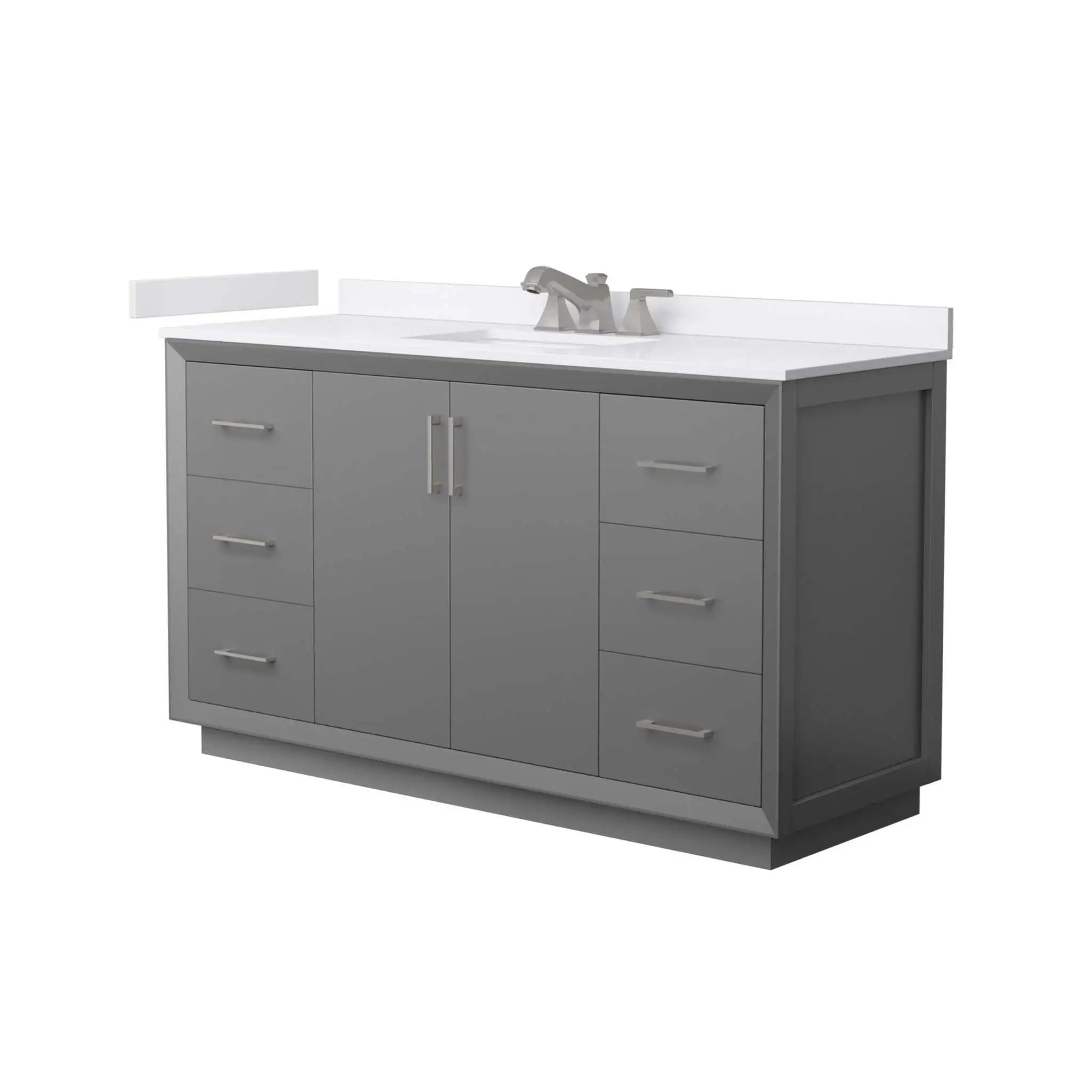 60" Strada Single Bathroom Vanity in Dark Gray with Brushed Nickel Trim by Wyndham