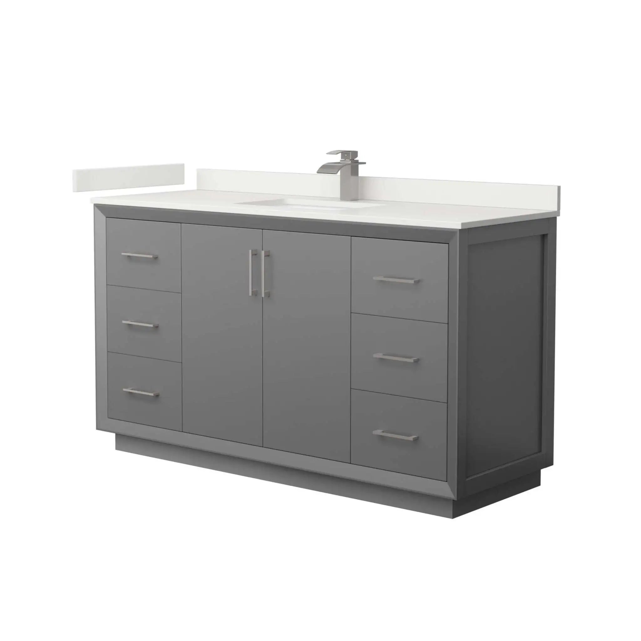 60" Strada Single Bathroom Vanity in Dark Gray with Brushed Nickel Trim by Wyndham