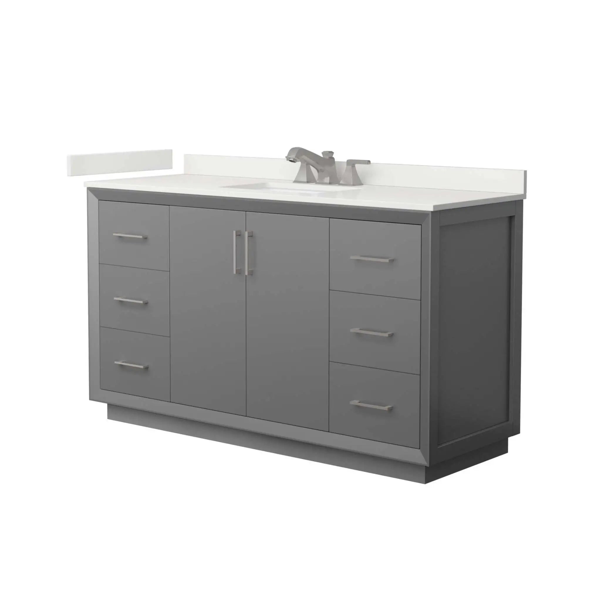 60" Strada Single Bathroom Vanity in Dark Gray with Brushed Nickel Trim by Wyndham
