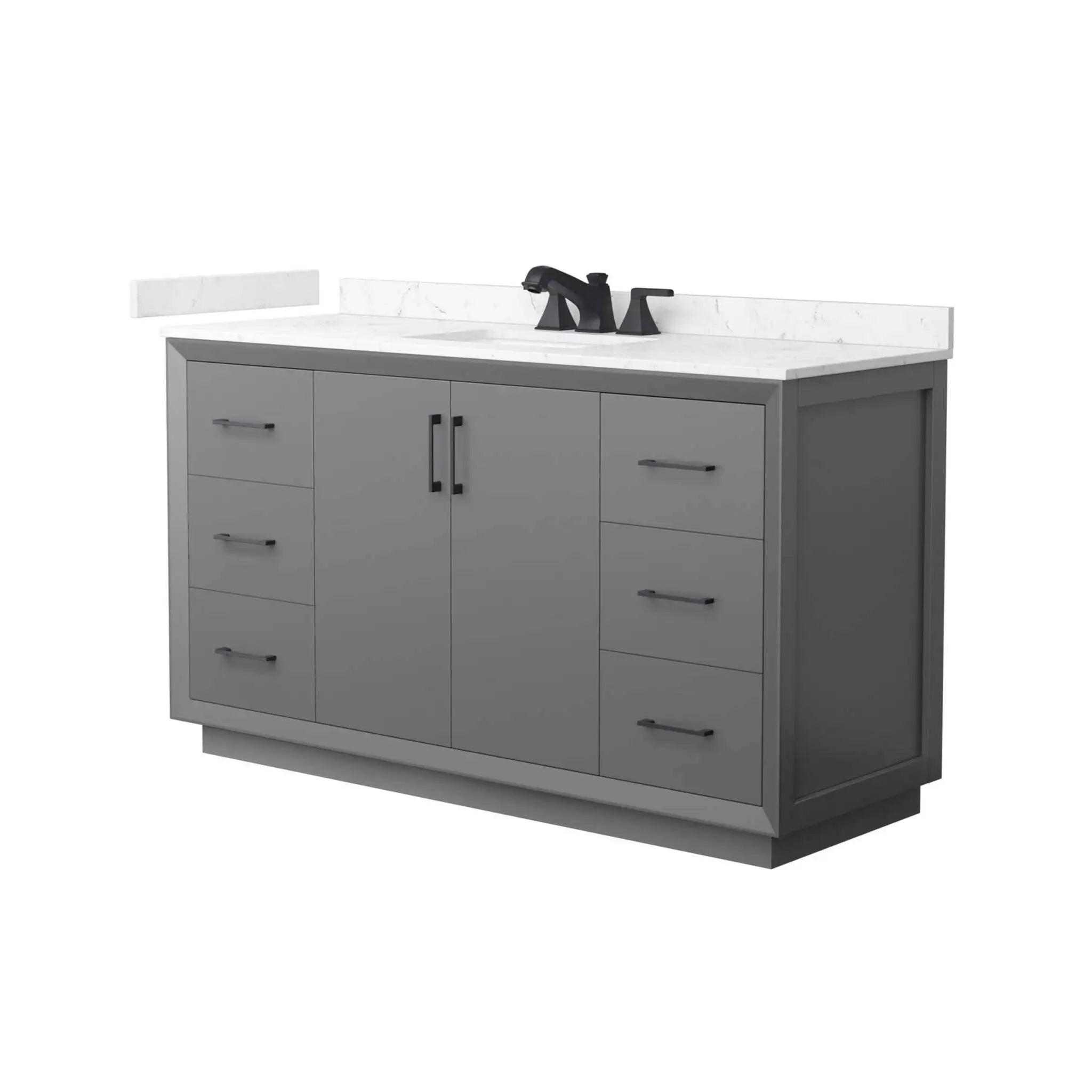 60" Strada Single Bathroom Vanity in Dark Gray with Matte Black Trim by Wyndham