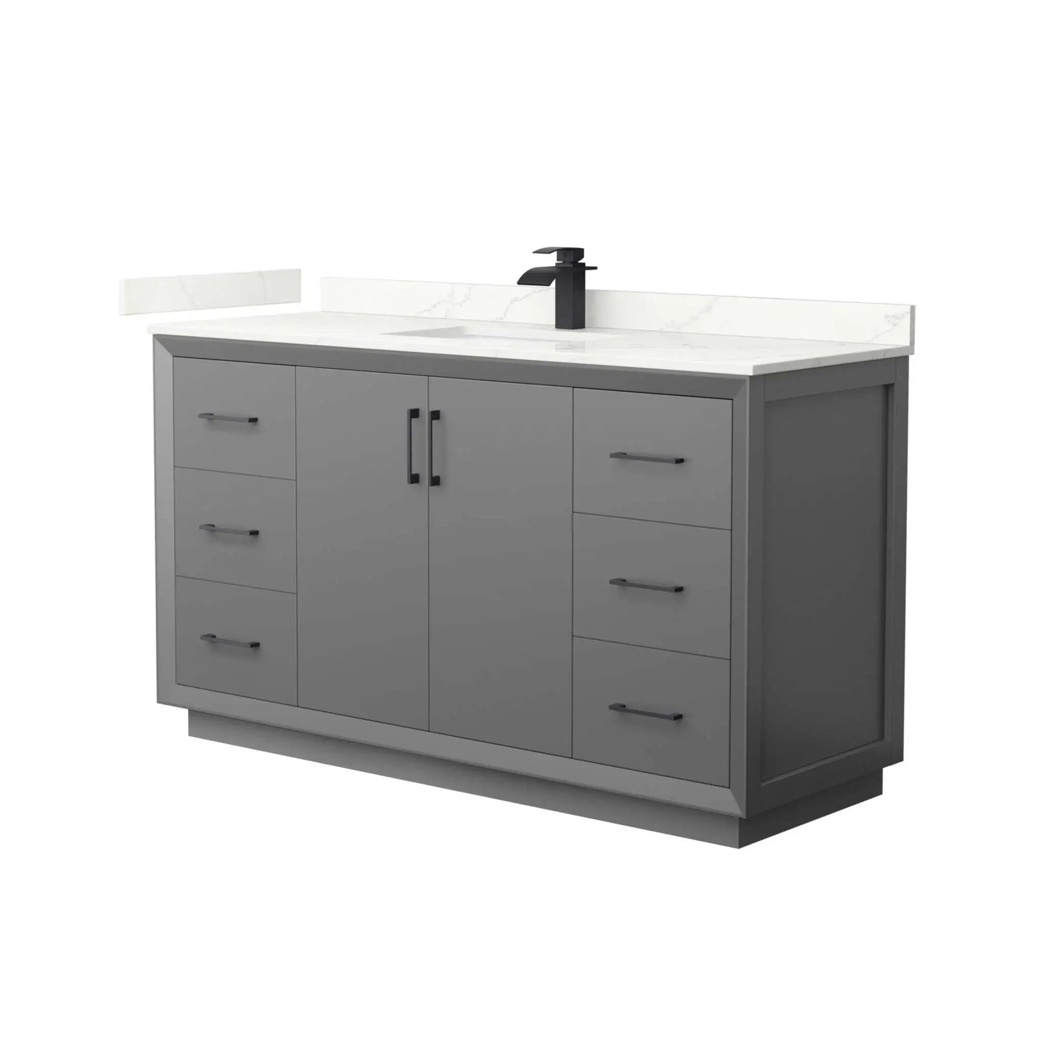 60" Strada Single Bathroom Vanity in Dark Gray with Matte Black Trim by Wyndham