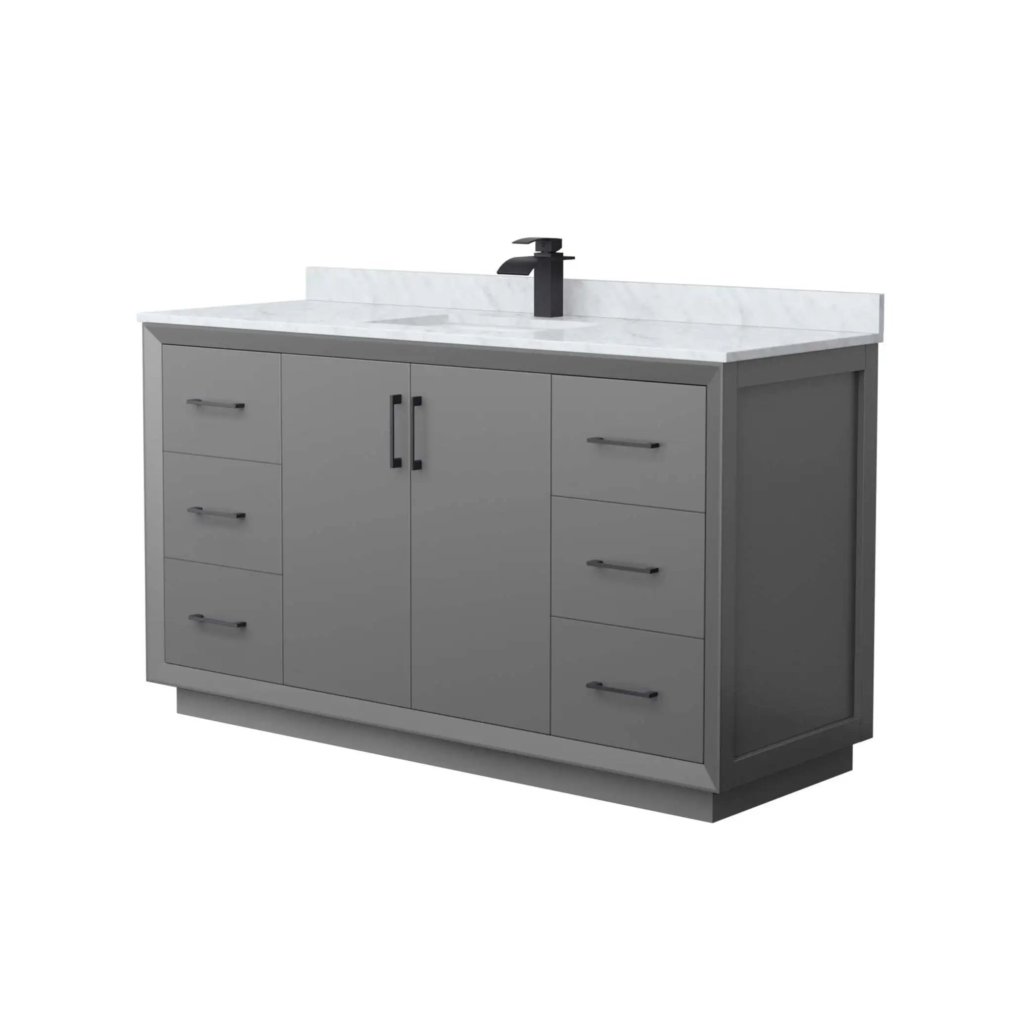60" Strada Single Bathroom Vanity in Dark Gray with Matte Black Trim by Wyndham