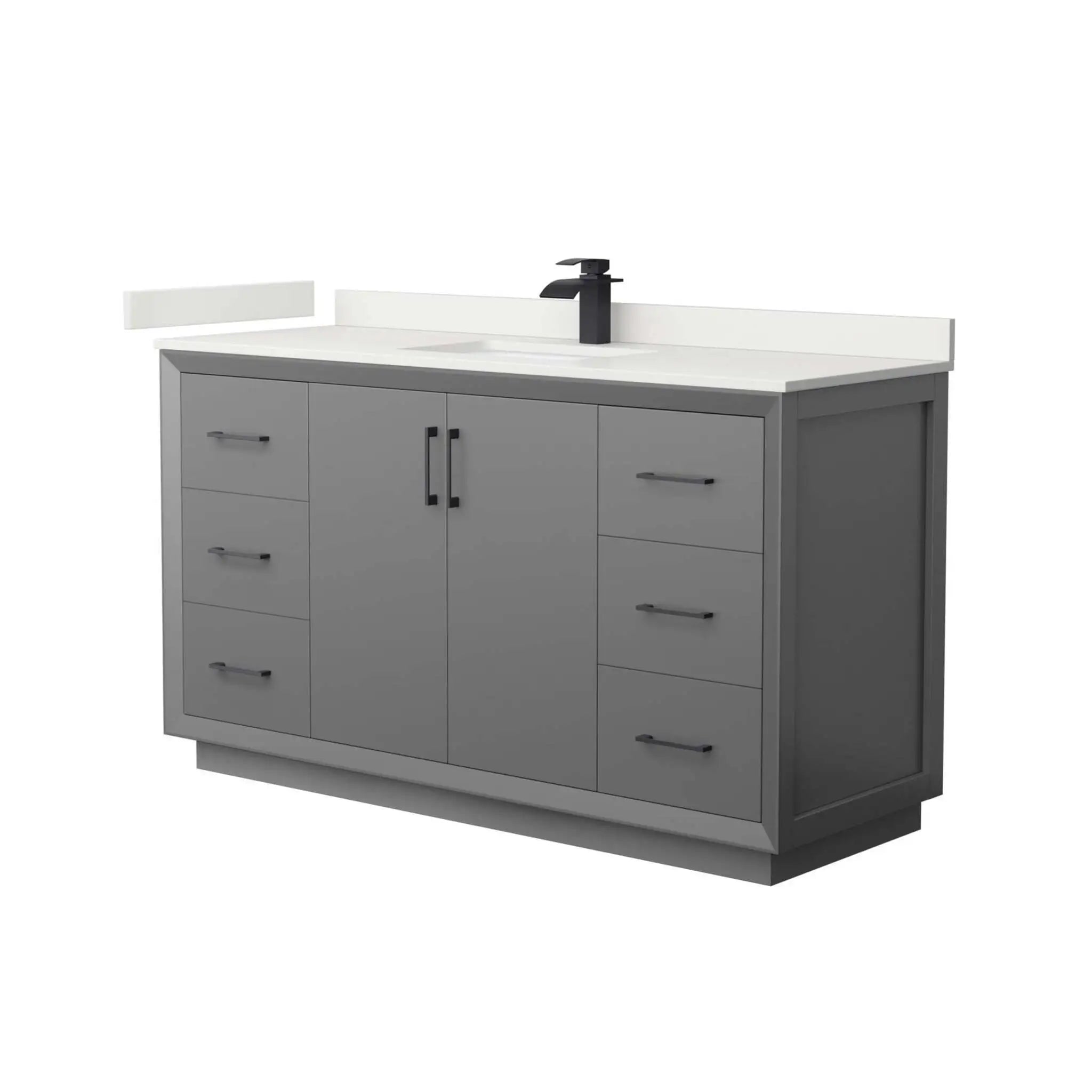 60" Strada Single Bathroom Vanity in Dark Gray with Matte Black Trim by Wyndham