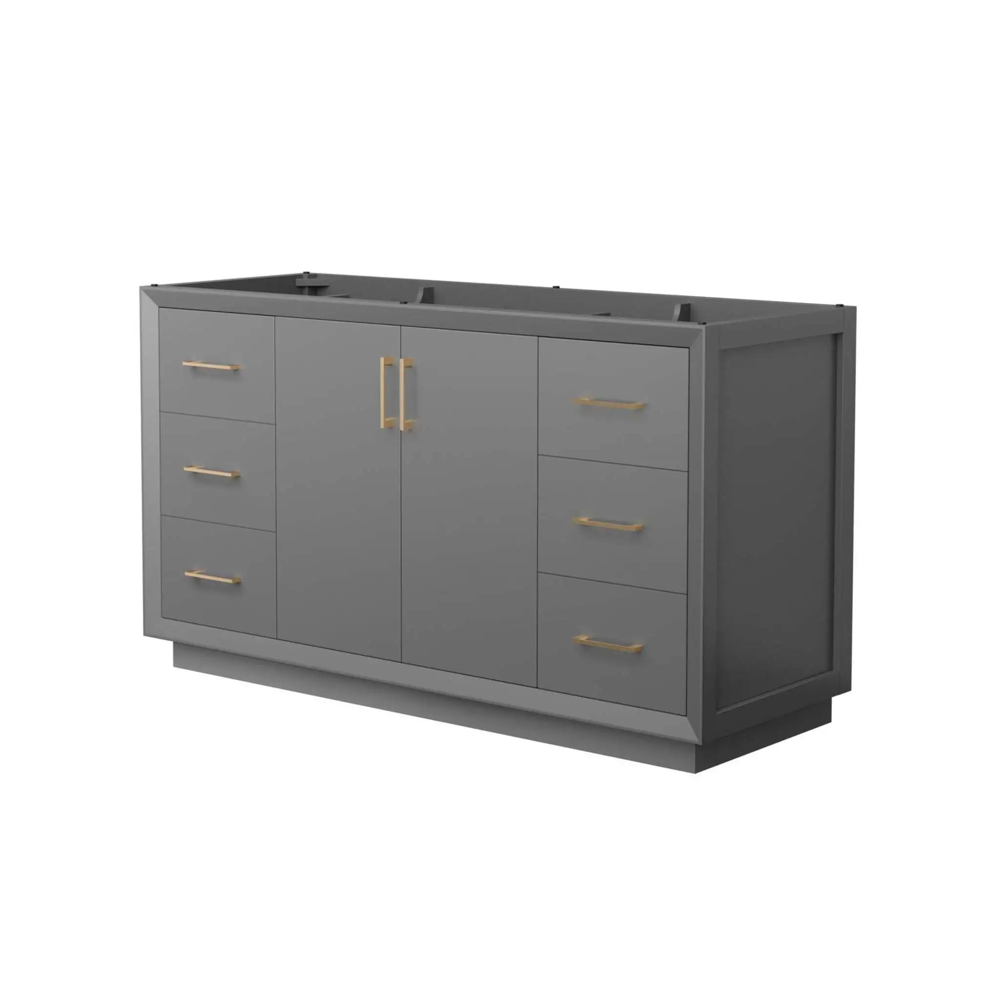 60" Strada Single Bathroom Vanity in Dark Gray with Satin Bronze Trim by Wyndham