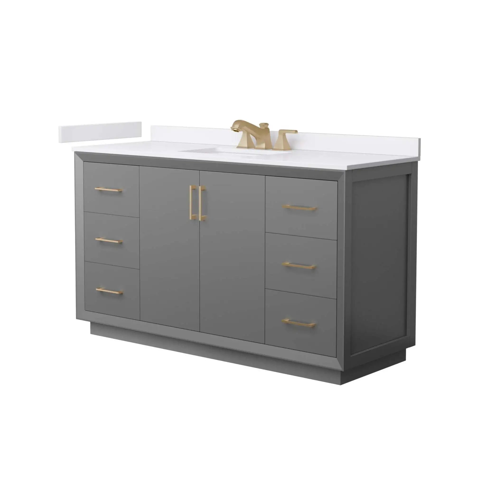 60" Strada Single Bathroom Vanity in Dark Gray with Satin Bronze Trim by Wyndham