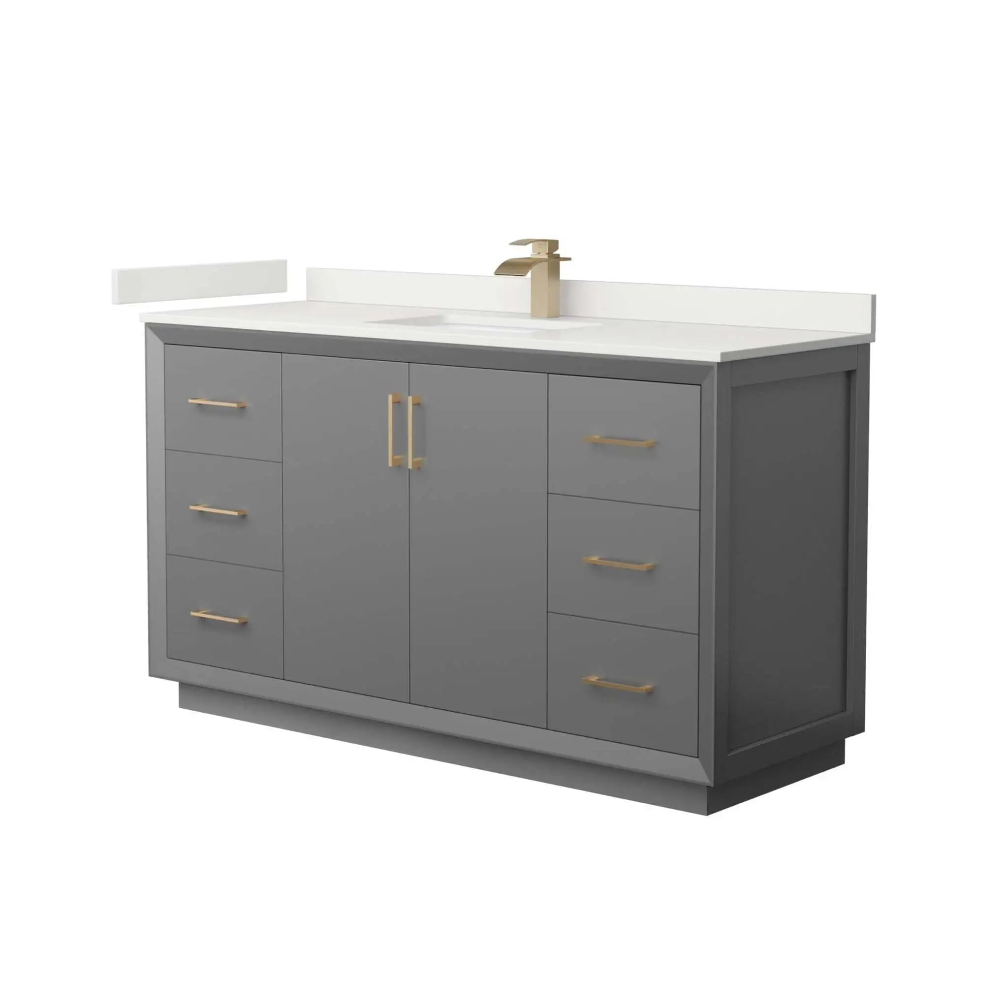 60" Strada Single Bathroom Vanity in Dark Gray with Satin Bronze Trim by Wyndham