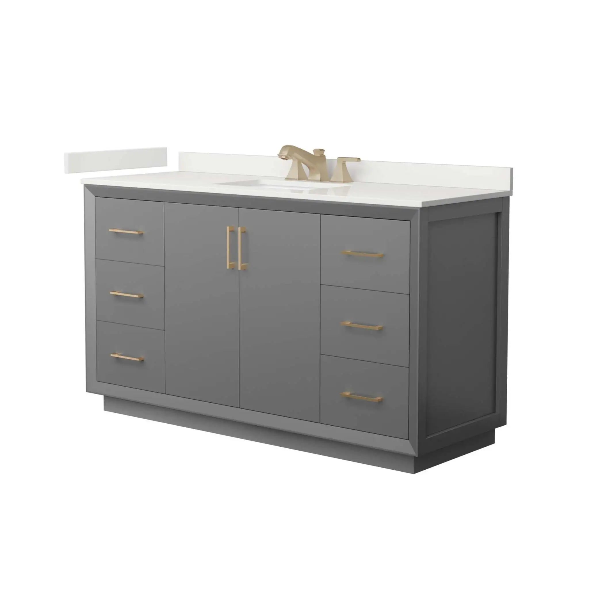 60" Strada Single Bathroom Vanity in Dark Gray with Satin Bronze Trim by Wyndham