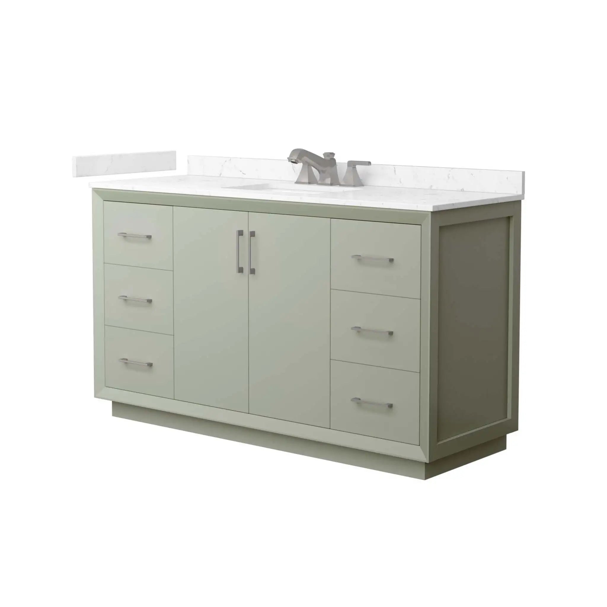 60" Strada Single Bathroom Vanity in Light Green with Brushed Nickel Trim by Wyndham