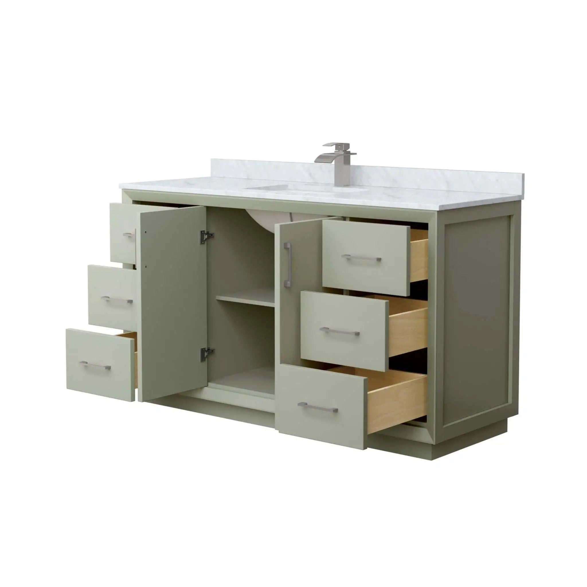 60" Strada Single Bathroom Vanity in Light Green with Brushed Nickel Trim by Wyndham