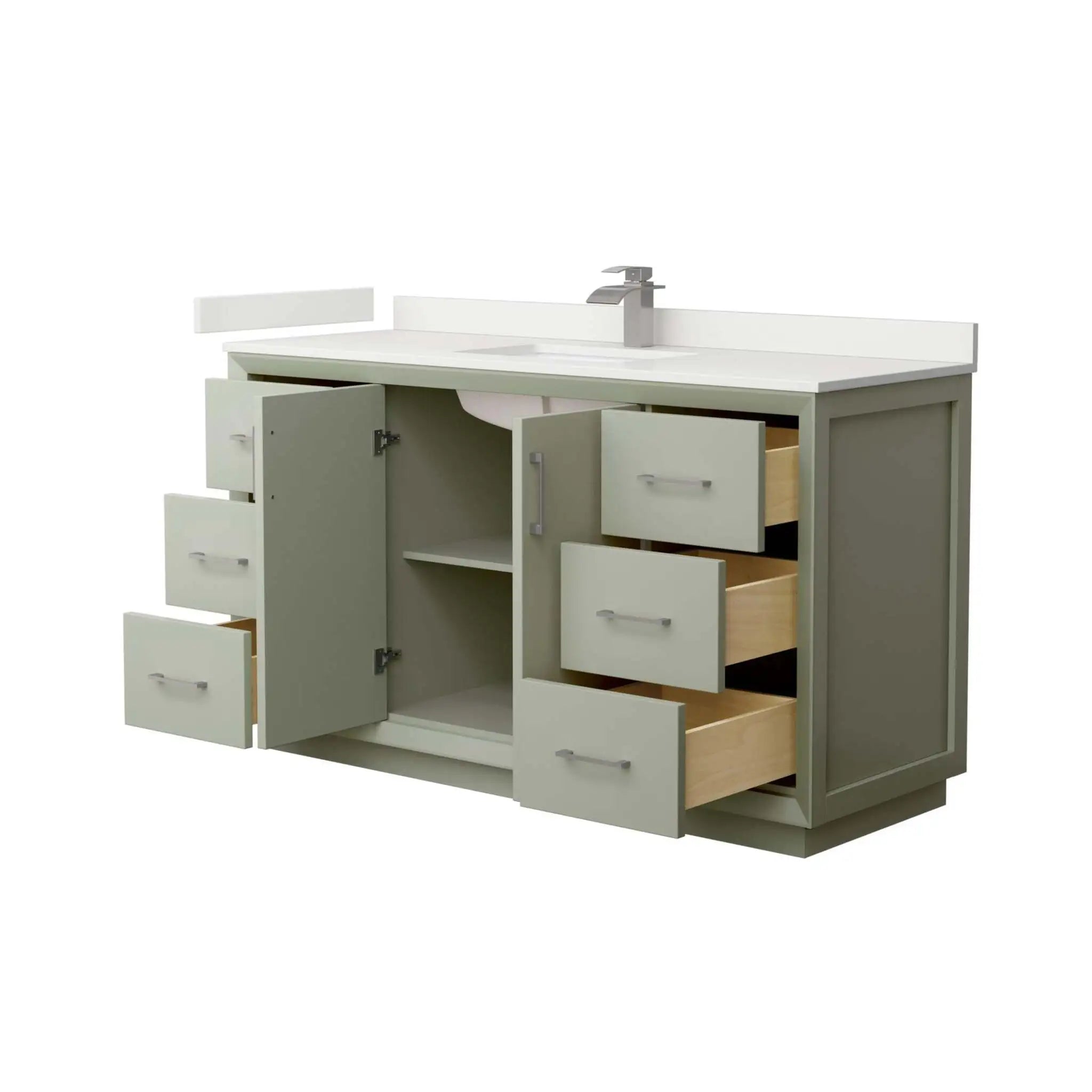 60" Strada Single Bathroom Vanity in Light Green with Brushed Nickel Trim by Wyndham