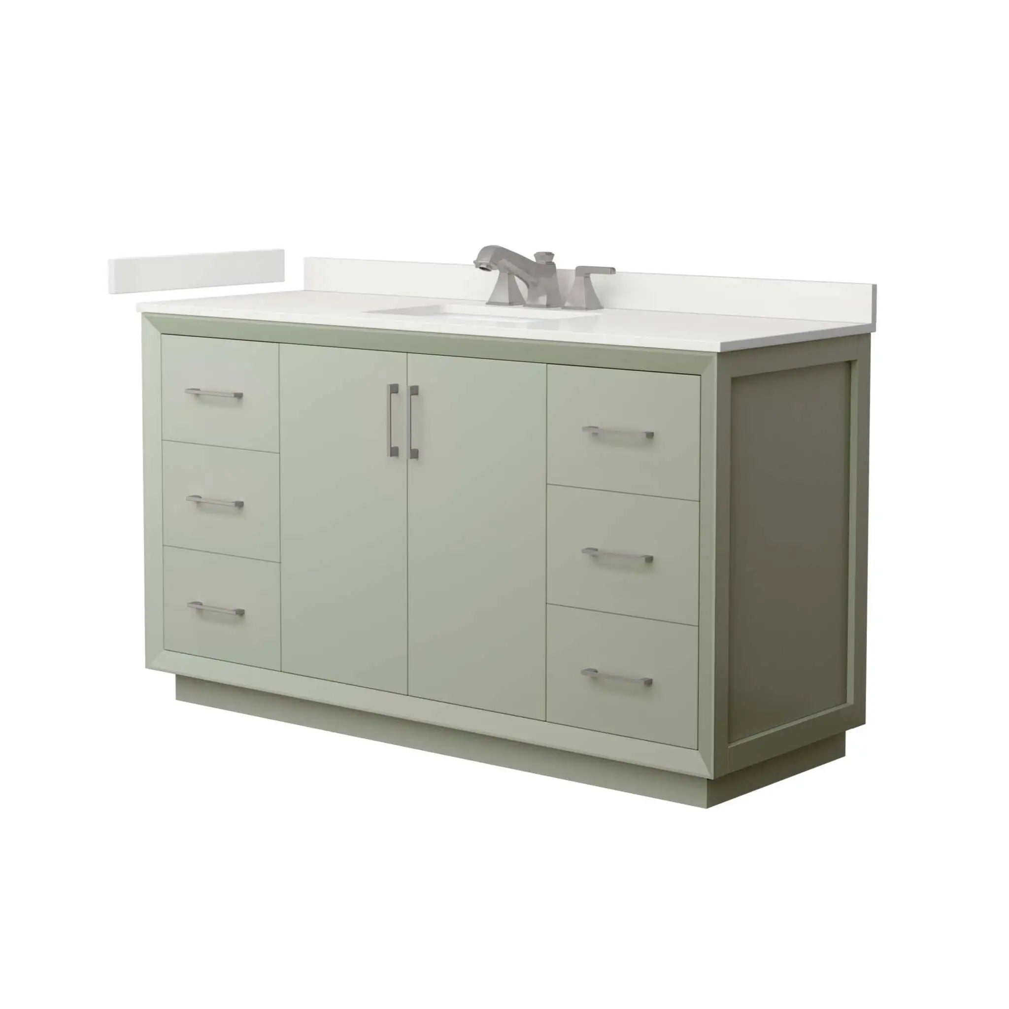 60" Strada Single Bathroom Vanity in Light Green with Brushed Nickel Trim by Wyndham