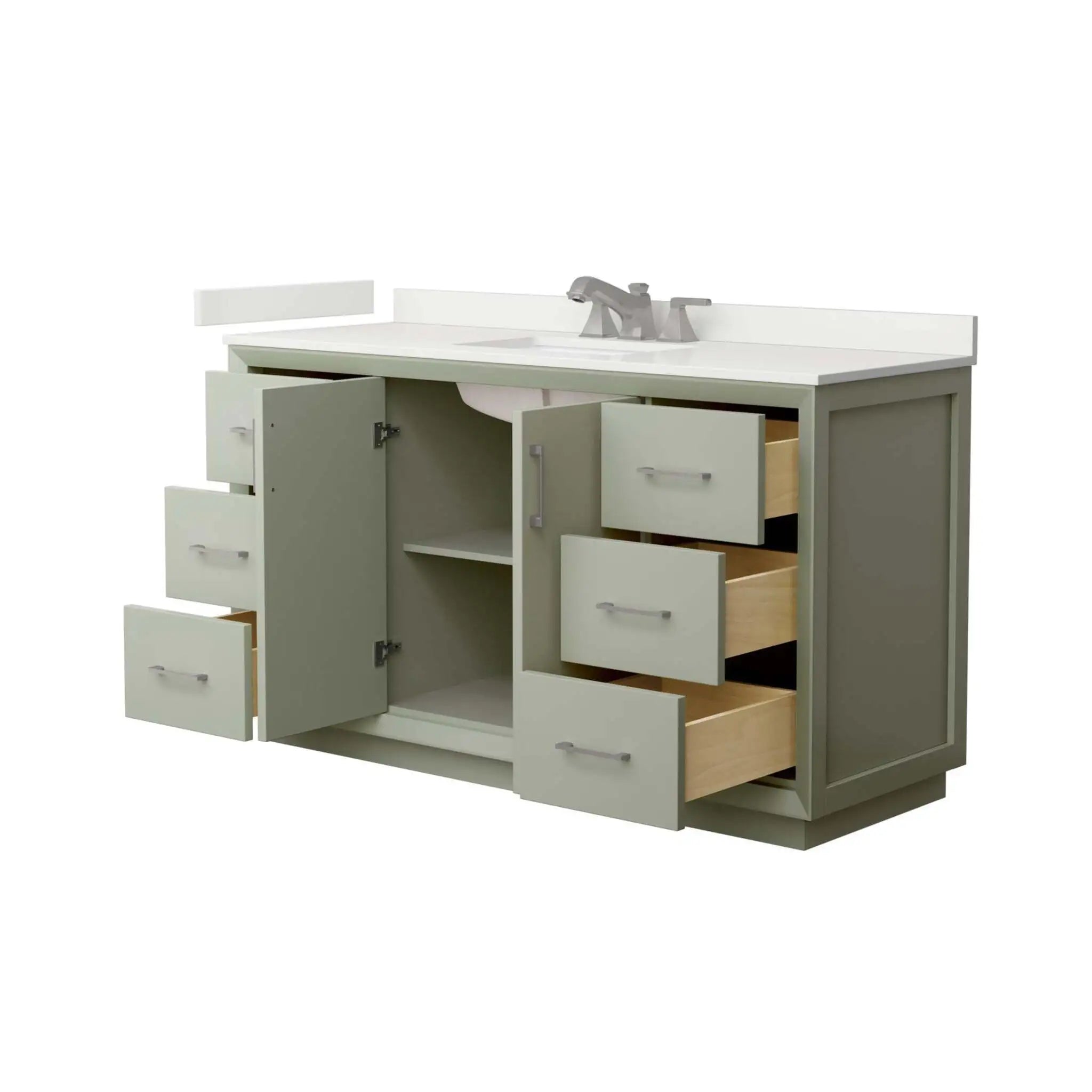 60" Strada Single Bathroom Vanity in Light Green with Brushed Nickel Trim by Wyndham