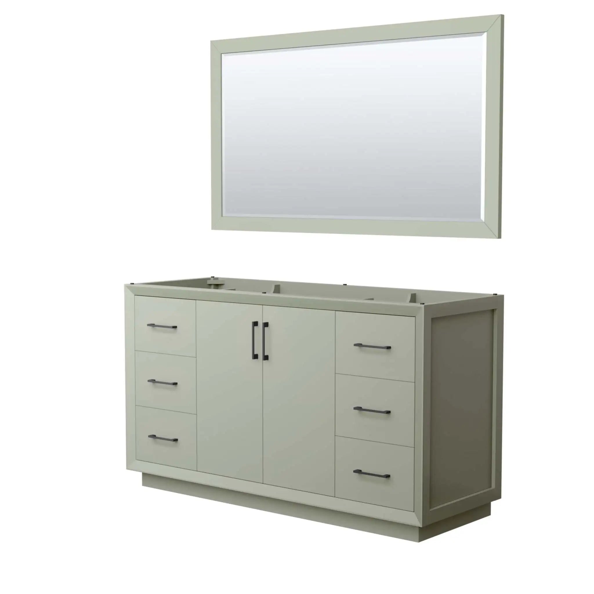 60" Strada Single Bathroom Vanity in Light Green with Matte Black Trim & 58" Mirror by Wyndham