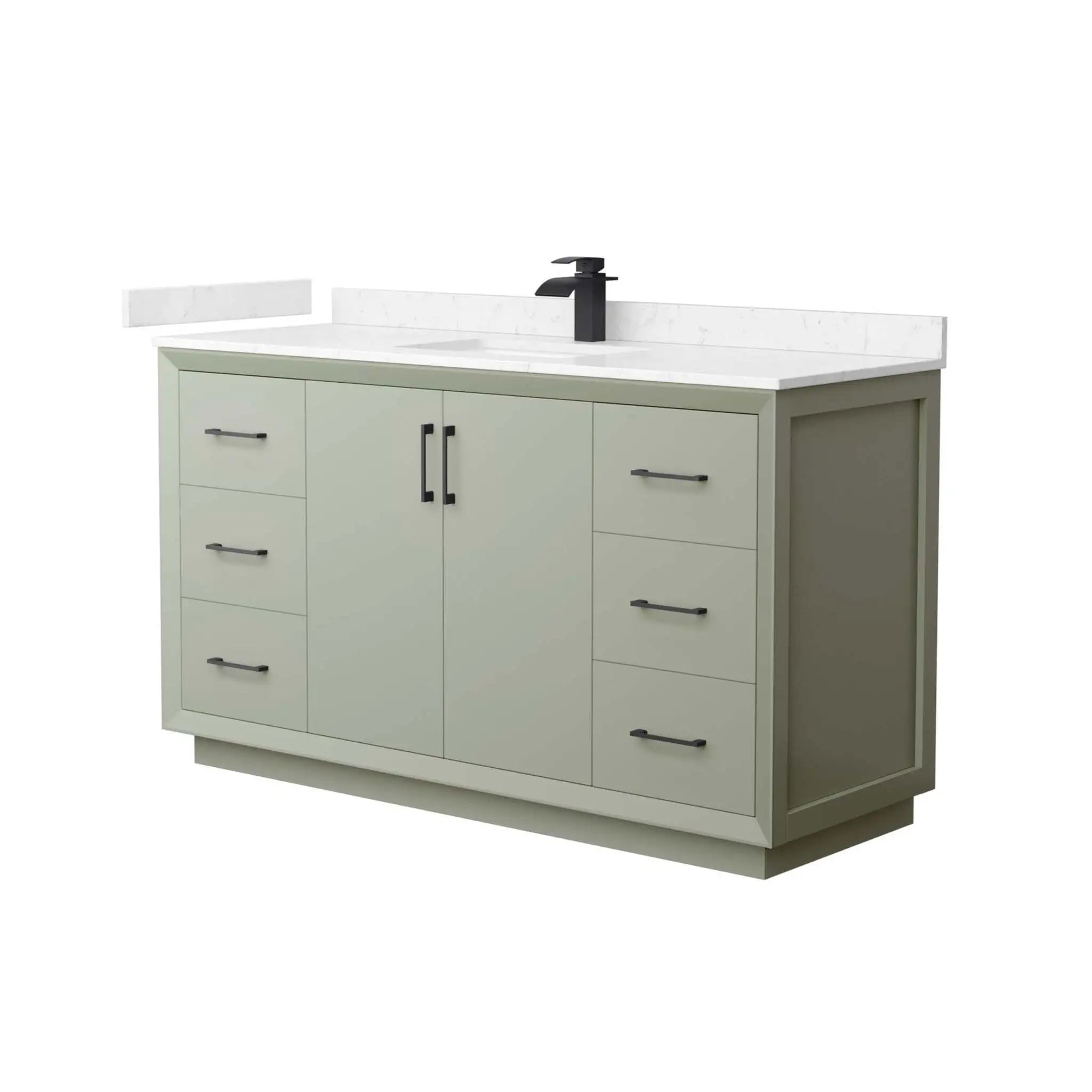 60" Strada Single Bathroom Vanity in Light Green with Matte Black Trim by Wyndham