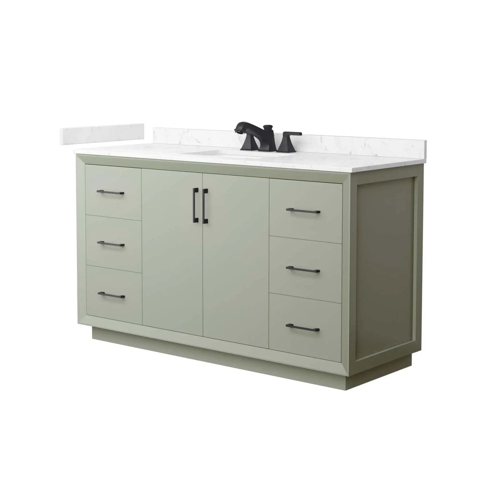 60" Strada Single Bathroom Vanity in Light Green with Matte Black Trim by Wyndham