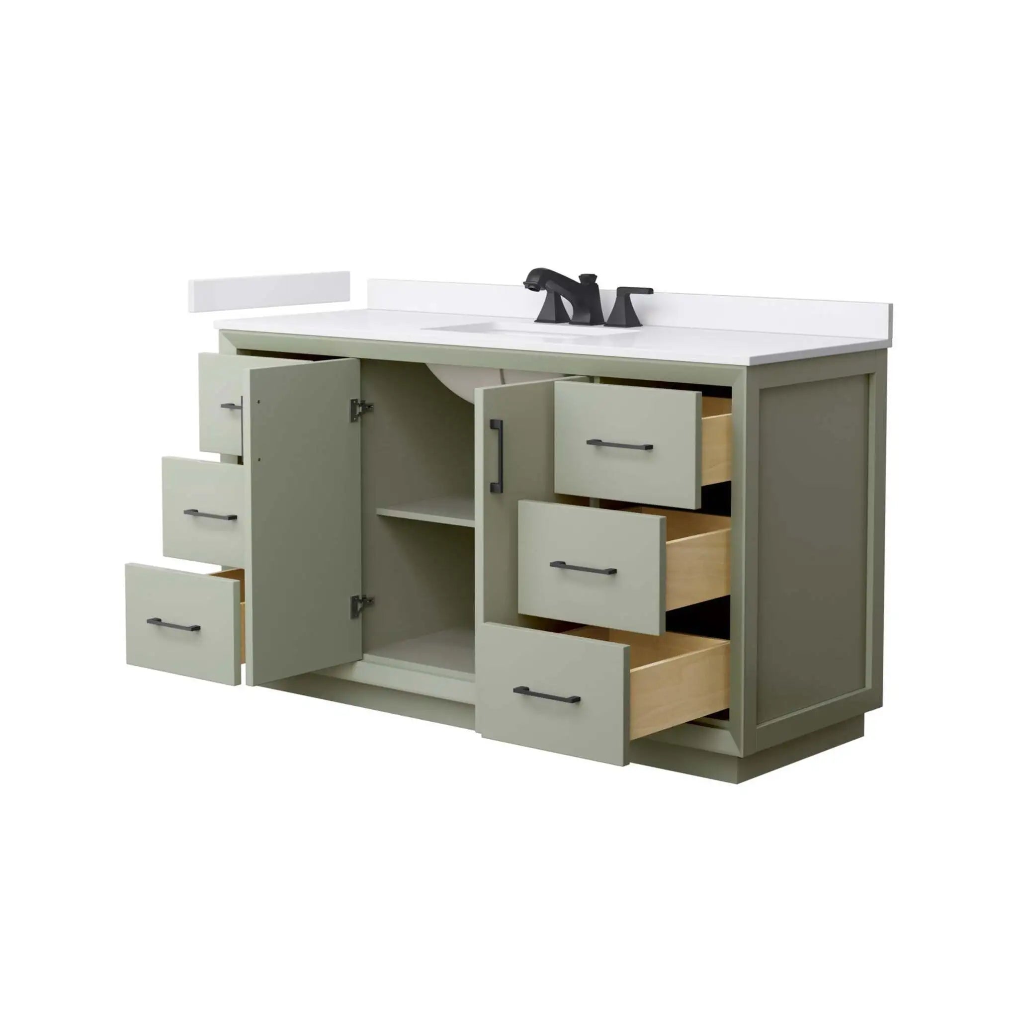 60" Strada Single Bathroom Vanity in Light Green with Matte Black Trim by Wyndham