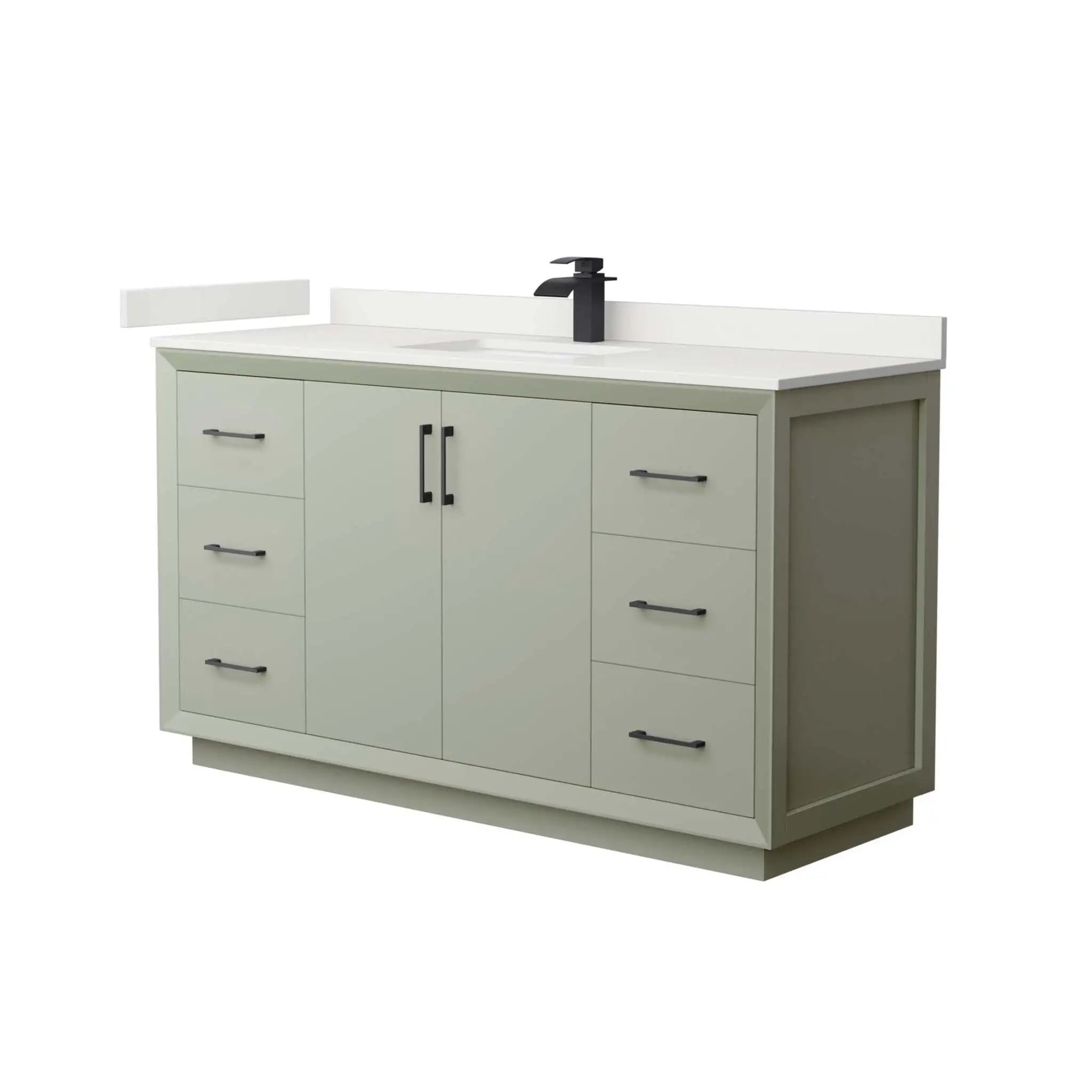60" Strada Single Bathroom Vanity in Light Green with Matte Black Trim by Wyndham