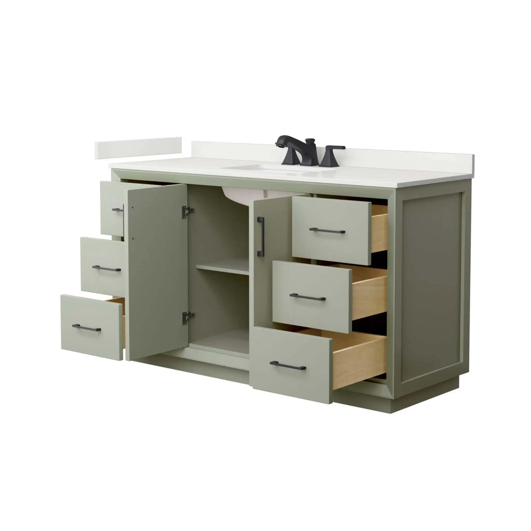 60" Strada Single Bathroom Vanity in Light Green with Matte Black Trim by Wyndham