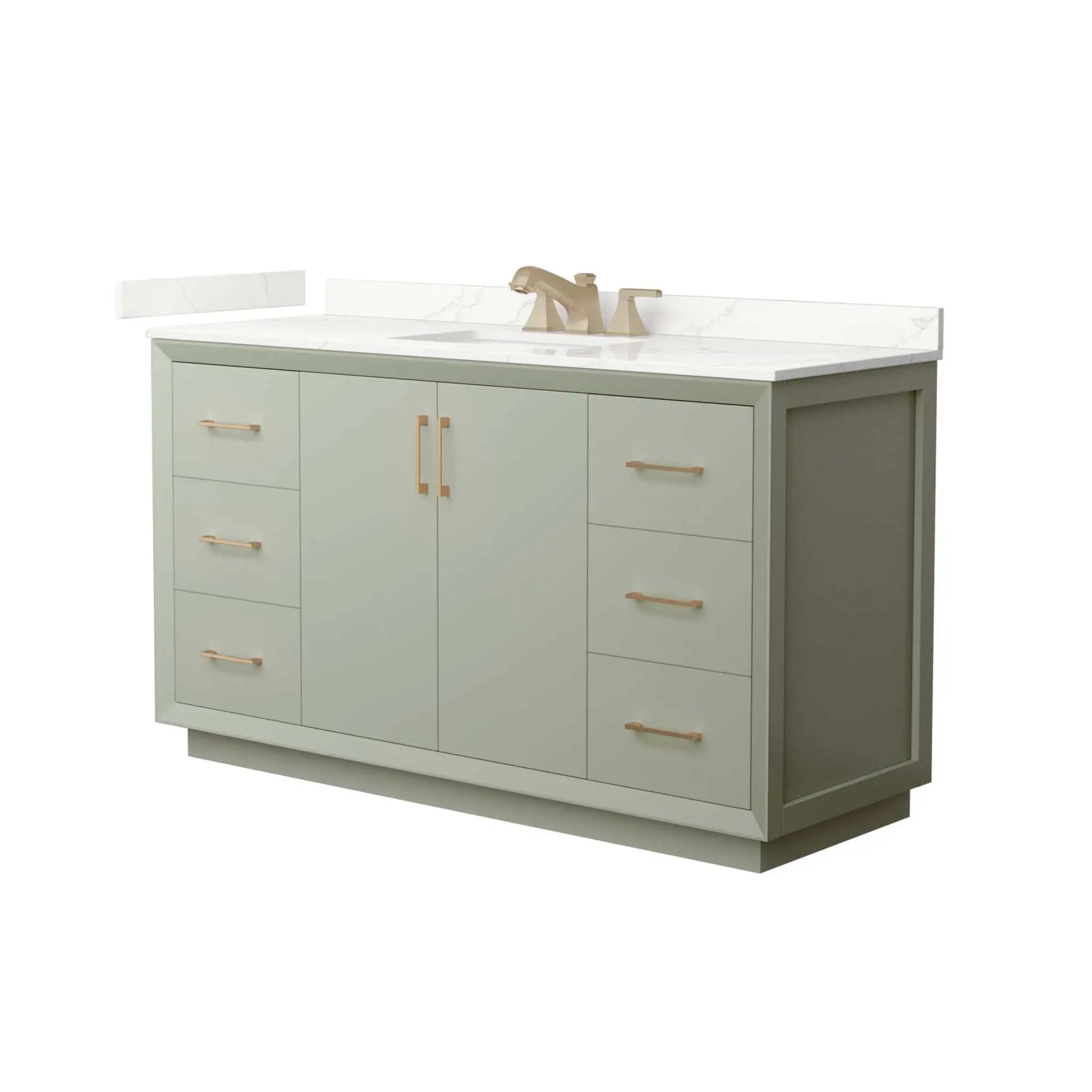 60" Strada Single Bathroom Vanity in Light Green with Satin Bronze Trim by Wyndham