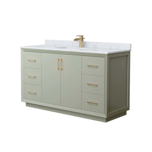 60" Strada Single Bathroom Vanity in Light Green with Satin Bronze Trim by Wyndham