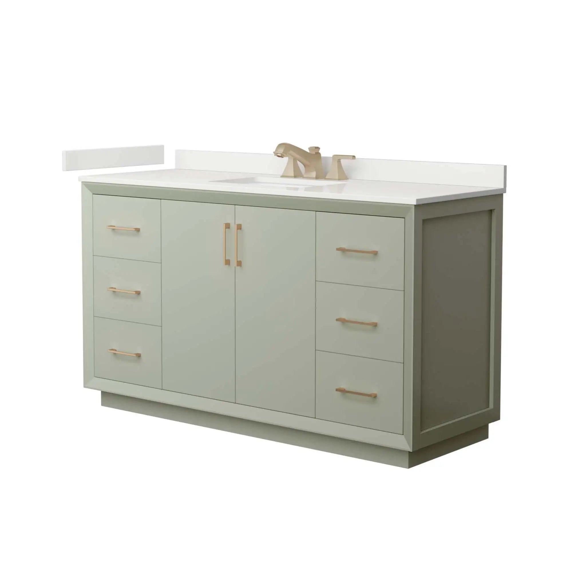 60" Strada Single Bathroom Vanity in Light Green with Satin Bronze Trim by Wyndham