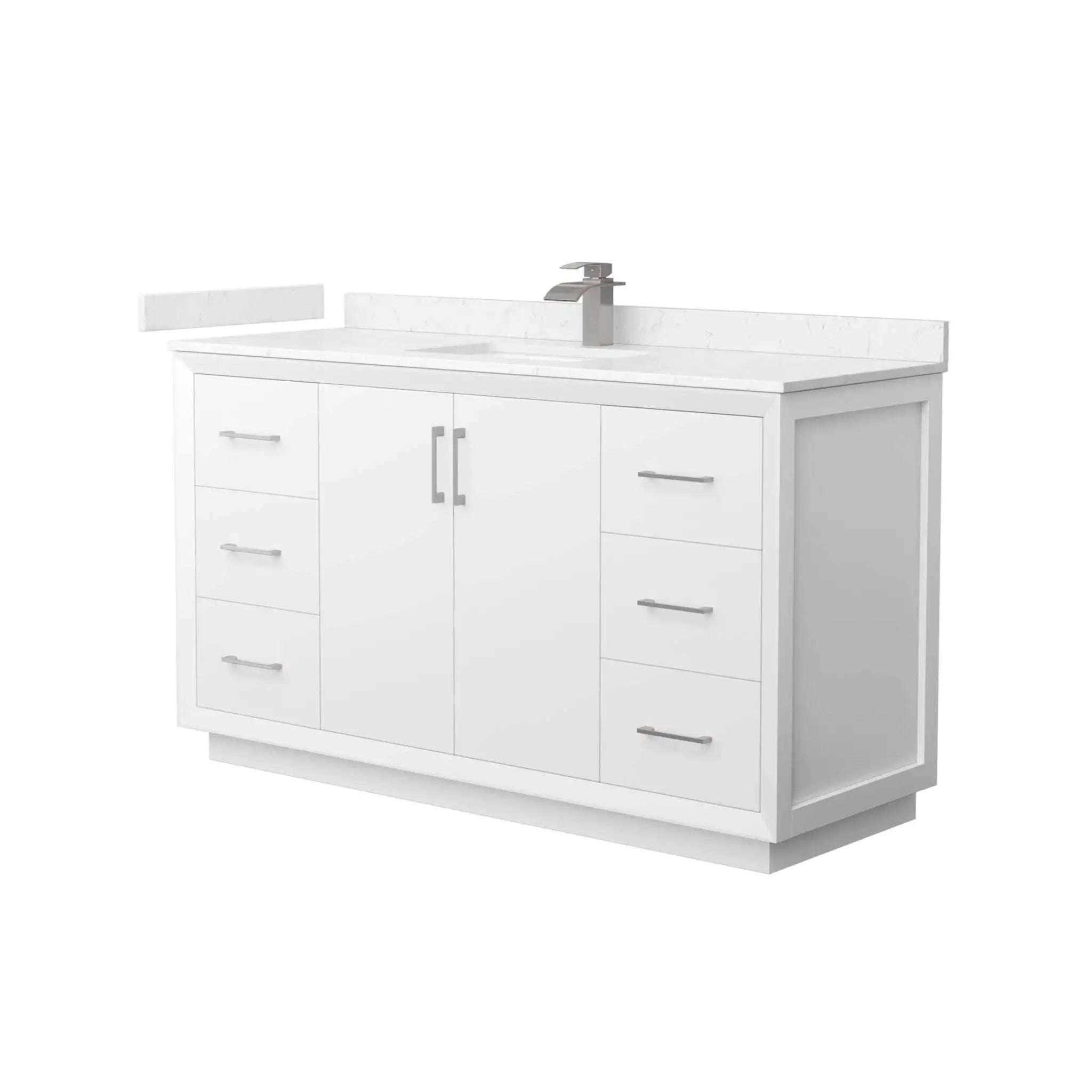 60" Strada Single Bathroom Vanity in White with Brushed Nickel Trim by Wyndham