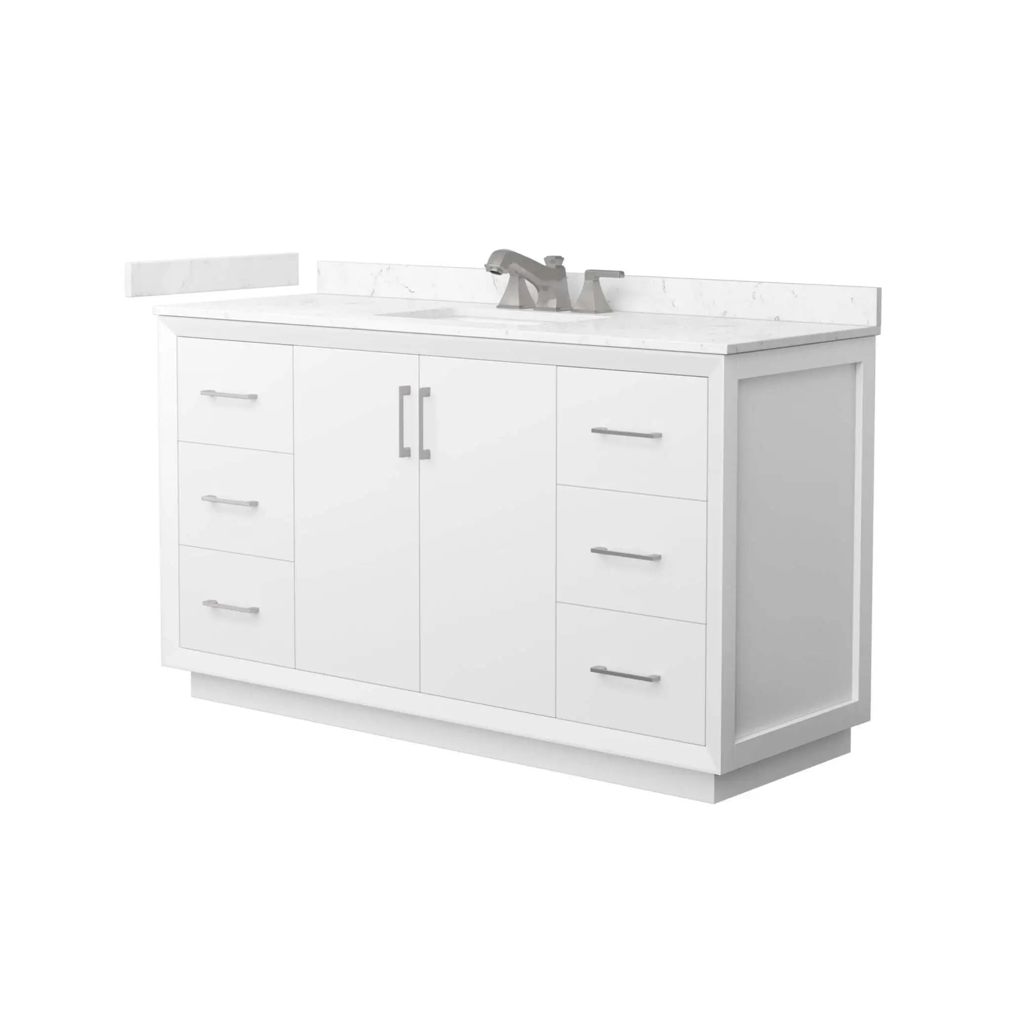 60" Strada Single Bathroom Vanity in White with Brushed Nickel Trim by Wyndham