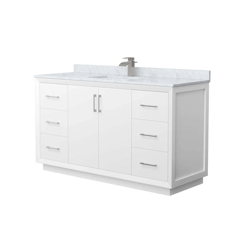 60" Strada Single Bathroom Vanity in White with Brushed Nickel Trim by Wyndham