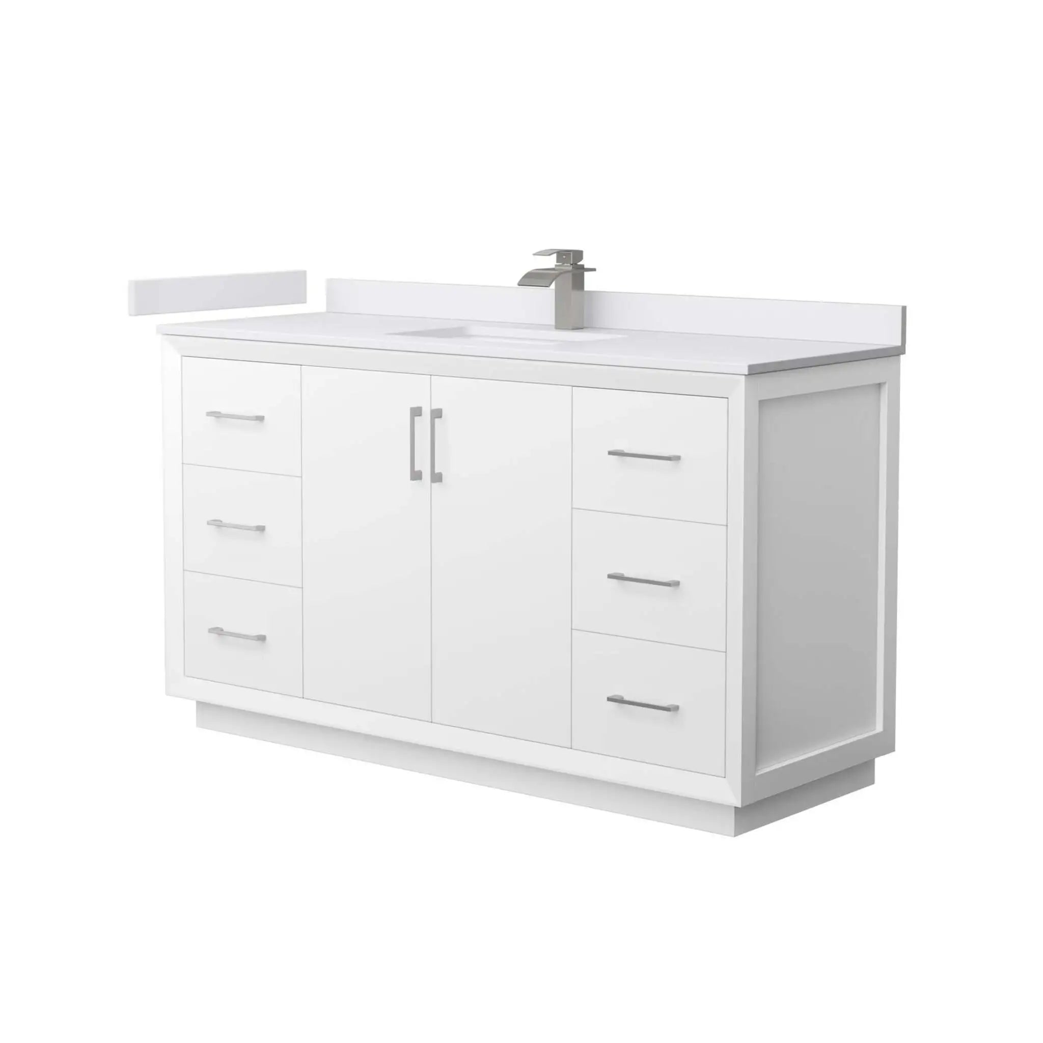 60" Strada Single Bathroom Vanity in White with Brushed Nickel Trim by Wyndham