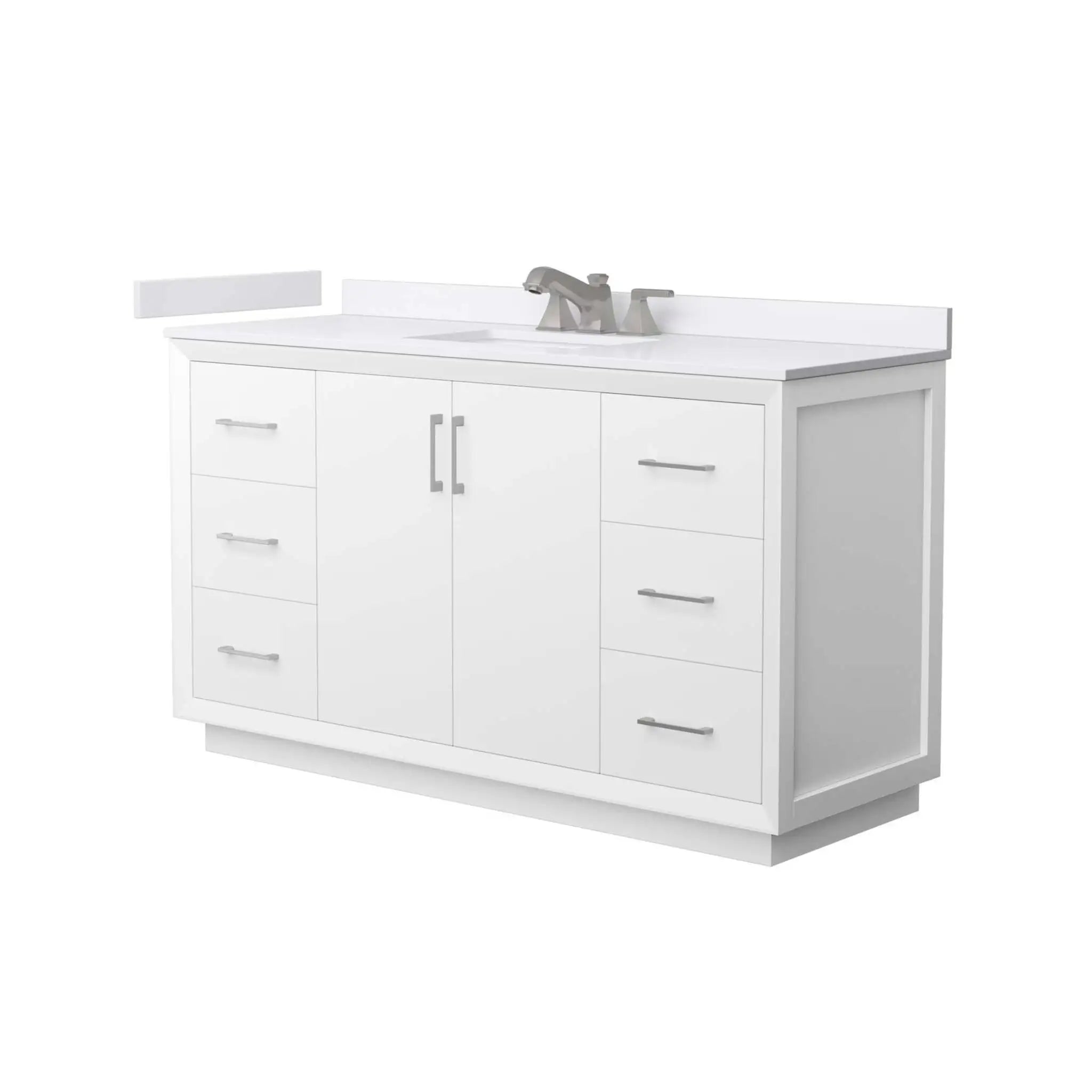 60" Strada Single Bathroom Vanity in White with Brushed Nickel Trim by Wyndham