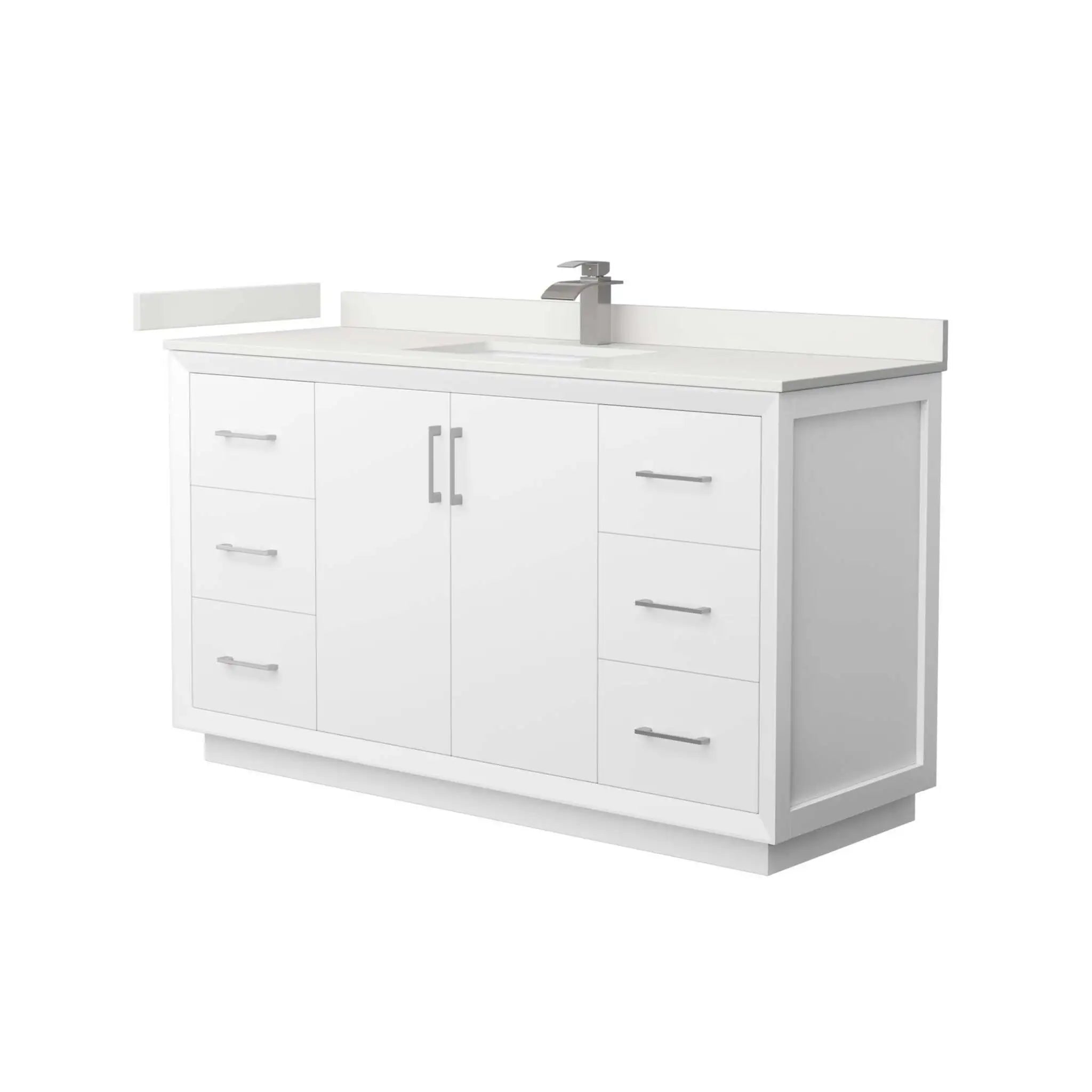 60" Strada Single Bathroom Vanity in White with Brushed Nickel Trim by Wyndham