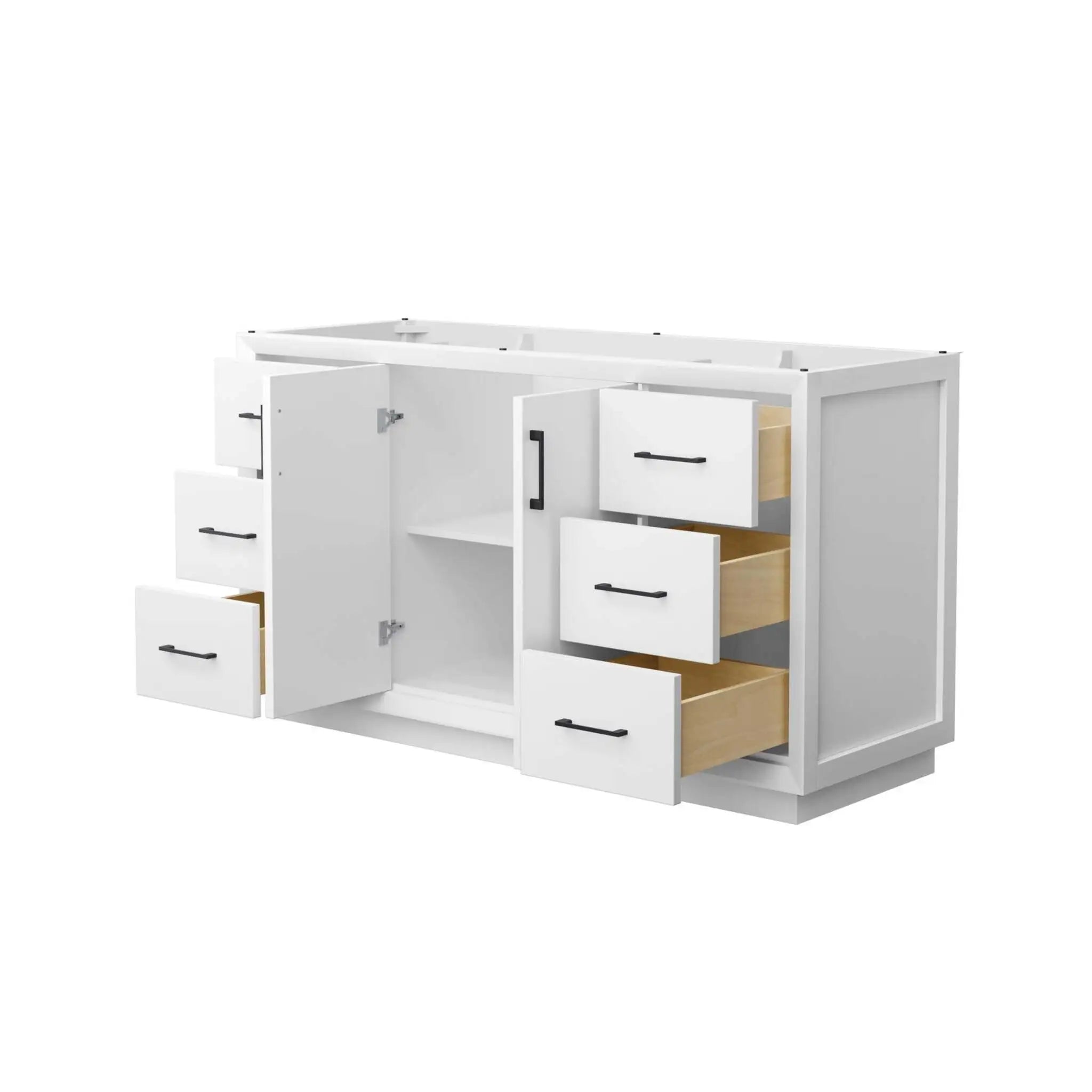 60" Strada Single Bathroom Vanity in White with Matte Black Trim by Wyndham