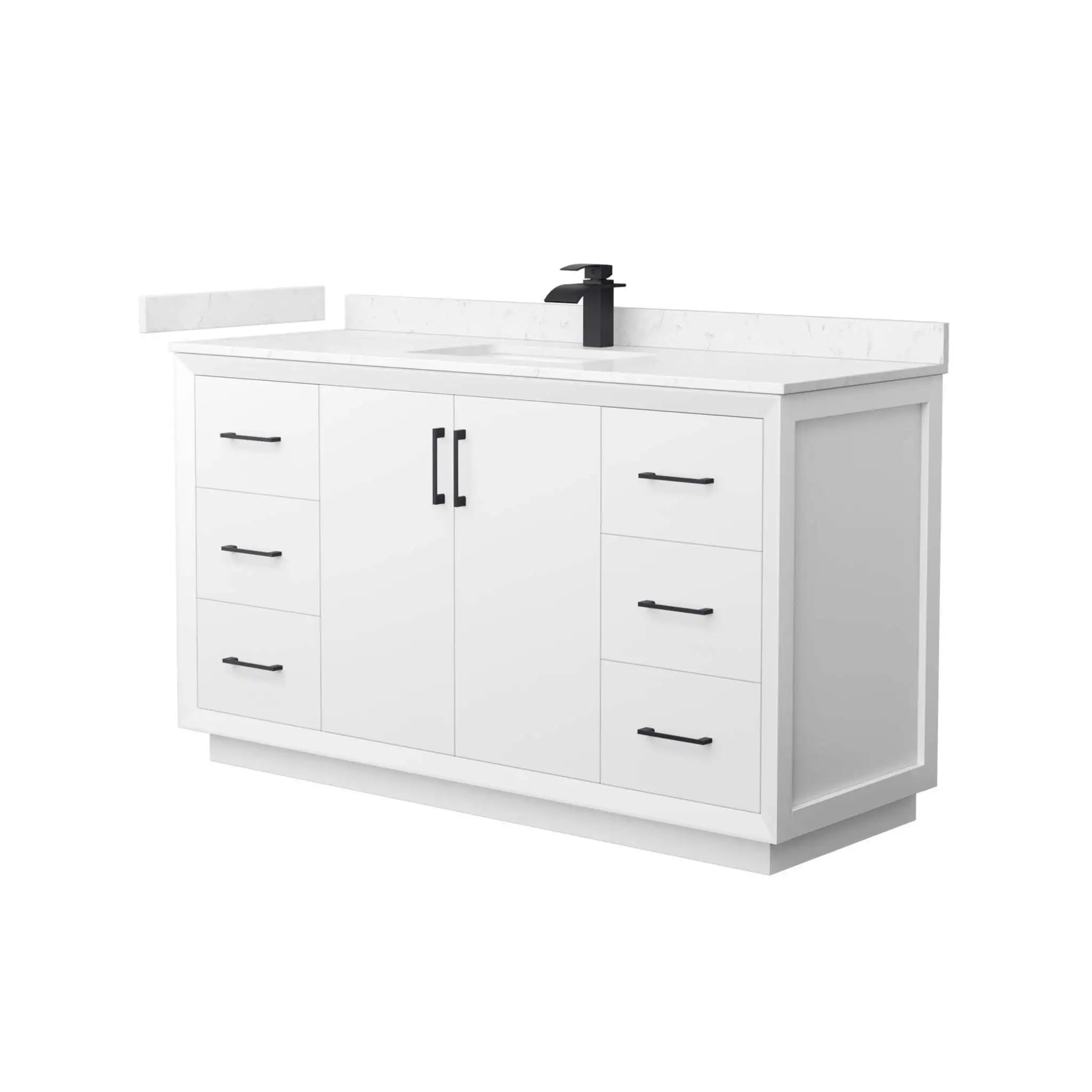 60" Strada Single Bathroom Vanity in White with Matte Black Trim by Wyndham
