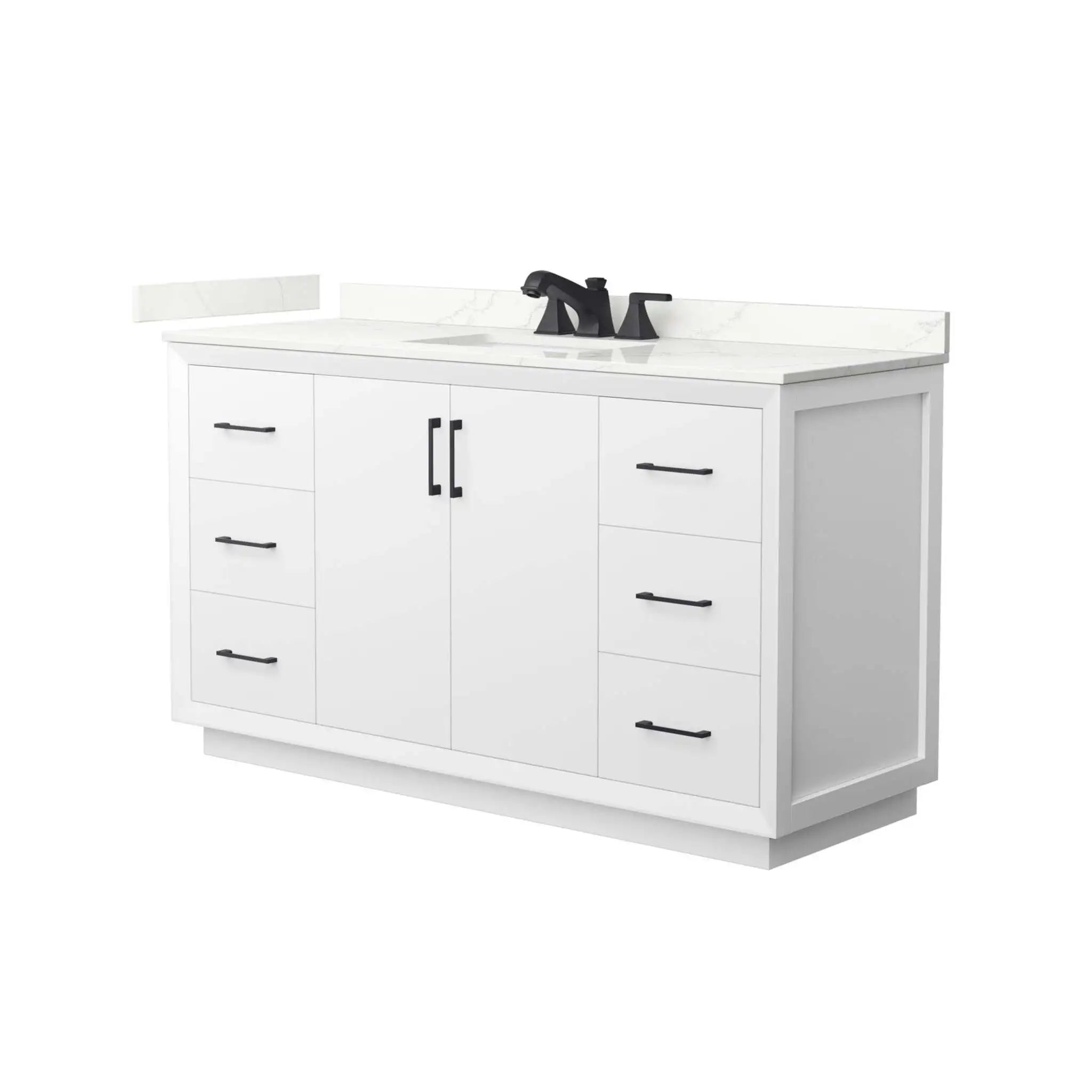 60" Strada Single Bathroom Vanity in White with Matte Black Trim by Wyndham