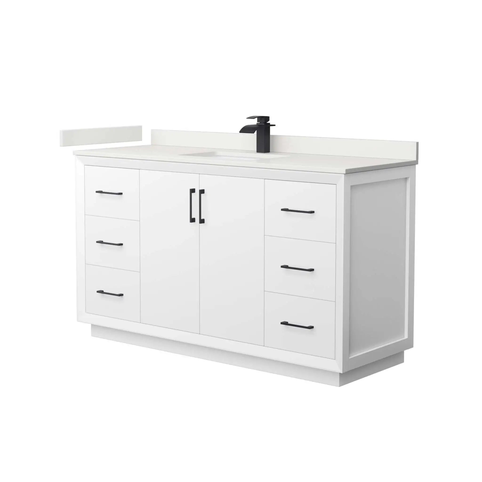 60" Strada Single Bathroom Vanity in White with Matte Black Trim by Wyndham