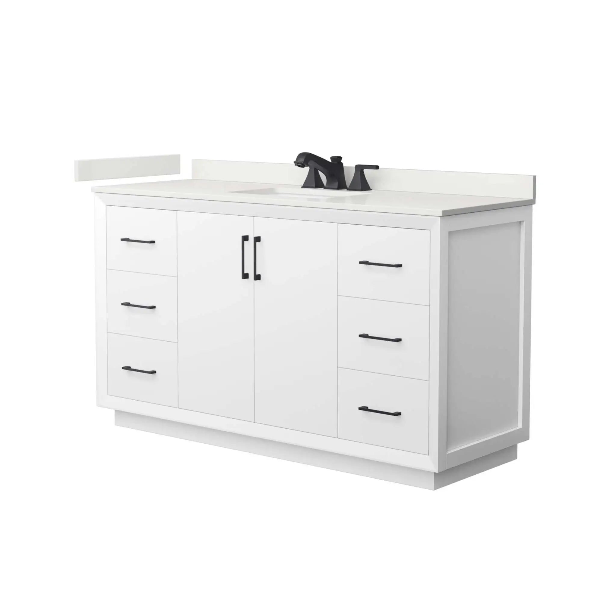 60" Strada Single Bathroom Vanity in White with Matte Black Trim by Wyndham